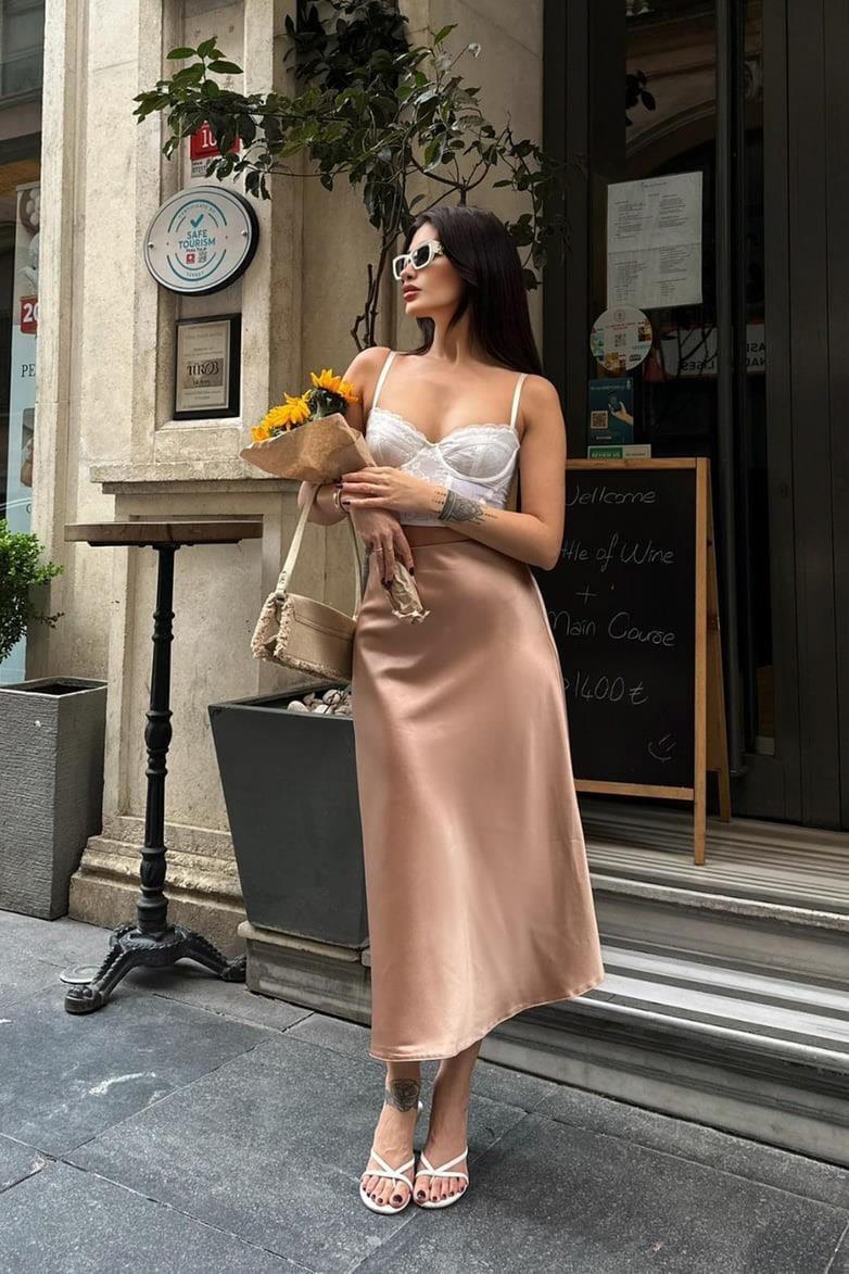 Keria Verev Kesim Saten Etek 4034-08