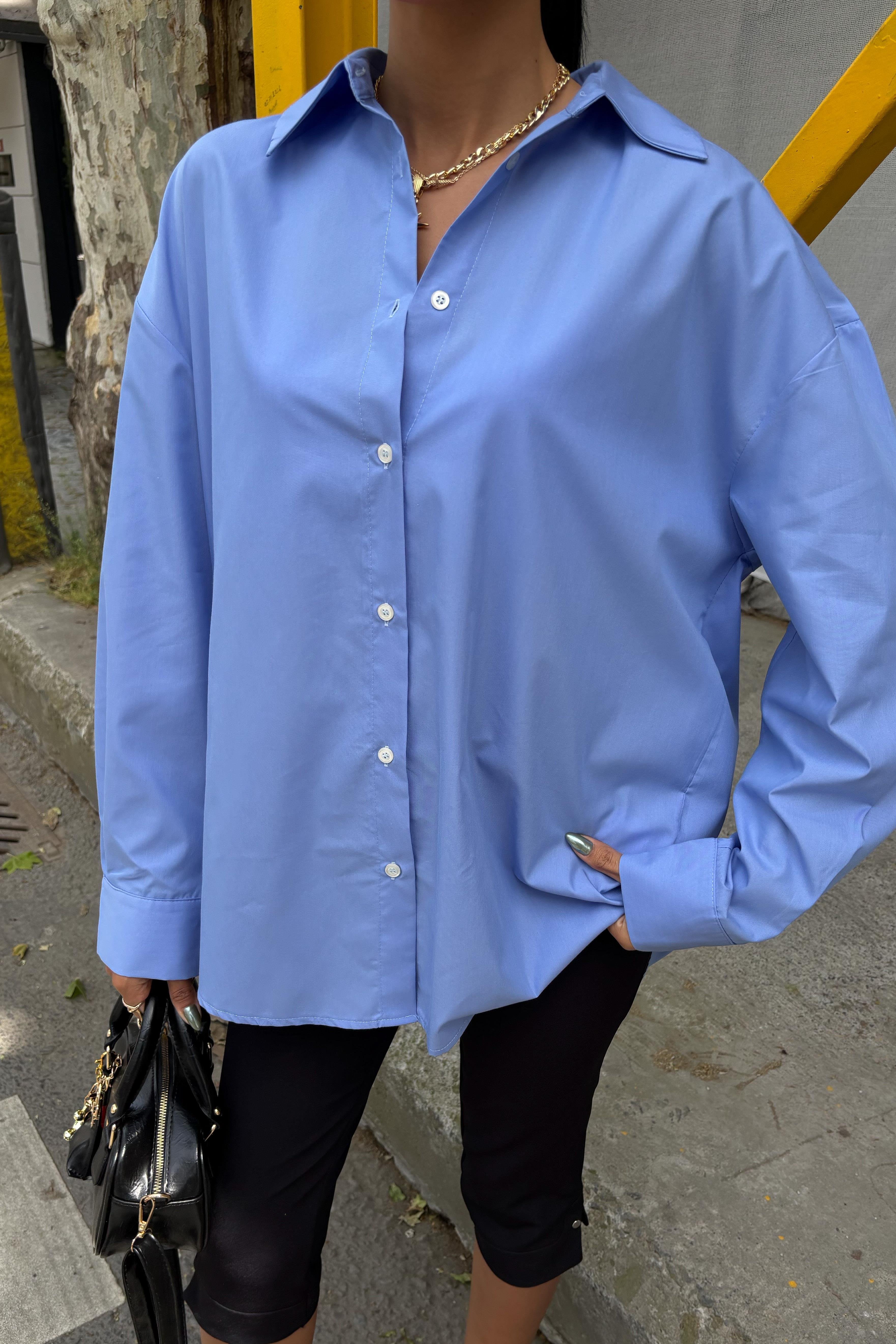 Klasik Oversize Poplin Gömlek 3421 R8-H-K4