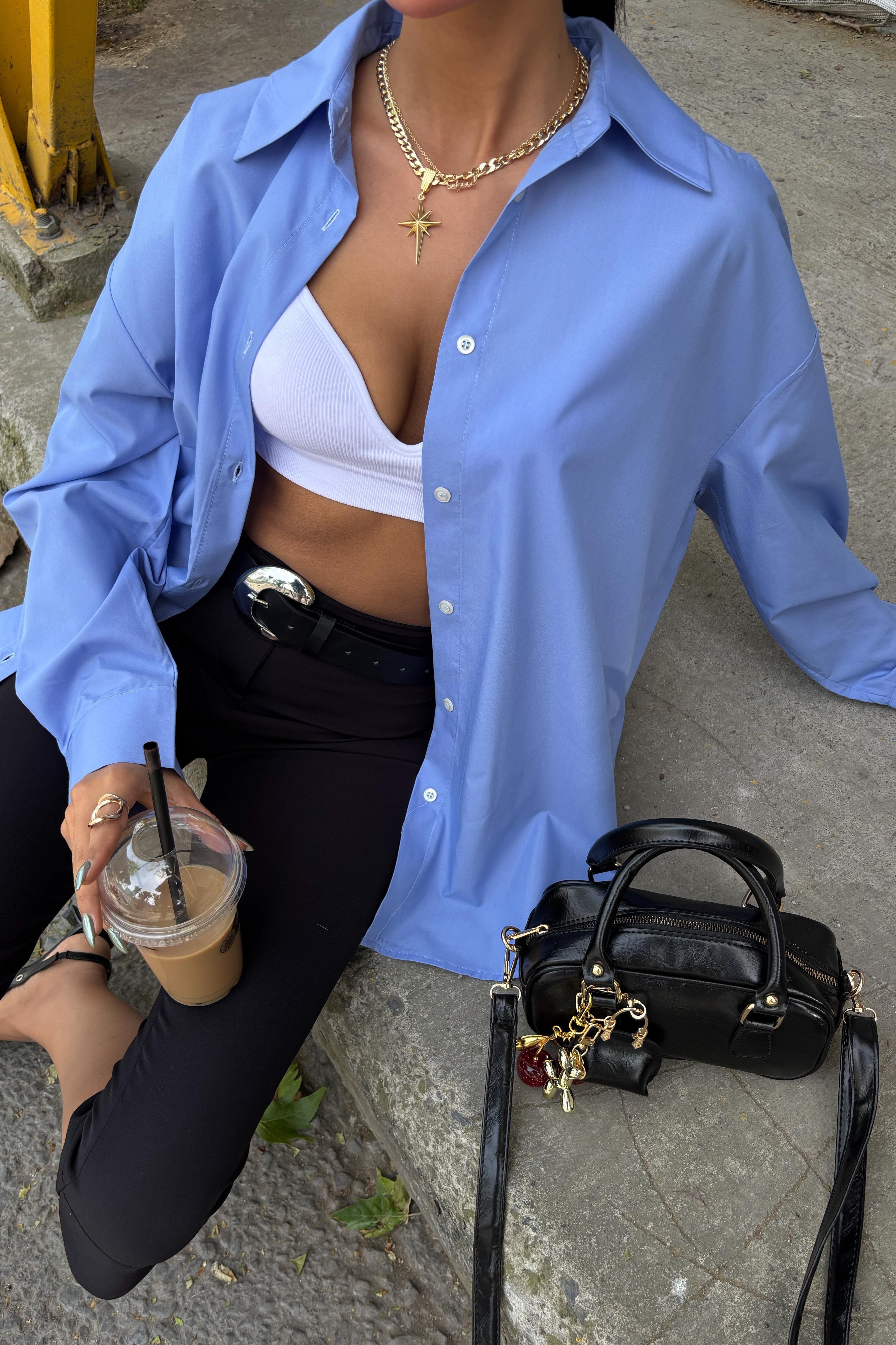 Klasik Oversize Poplin Gömlek 3421 R8-H-K4