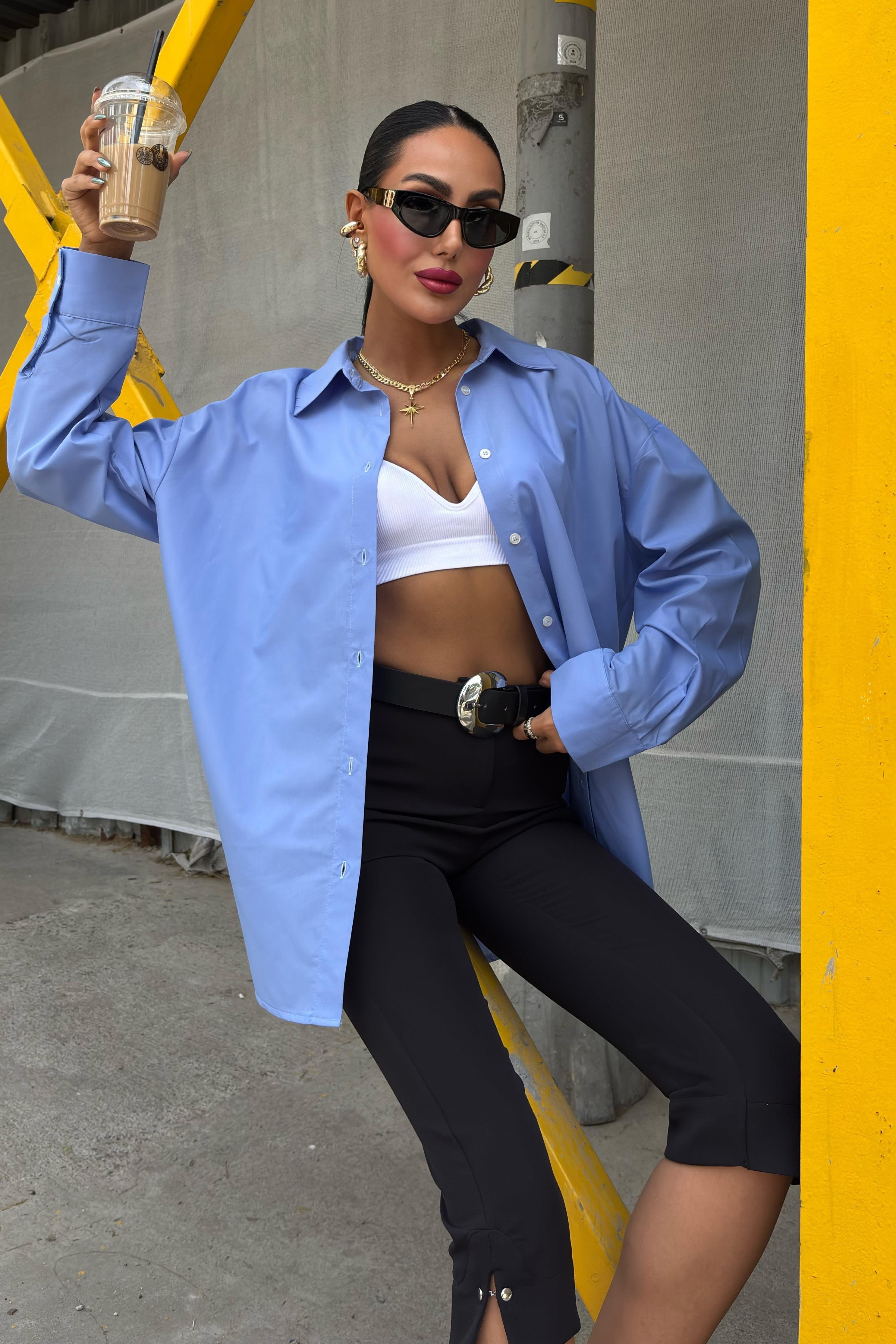 Klasik Oversize Poplin Gömlek 3421 R8-H-K4