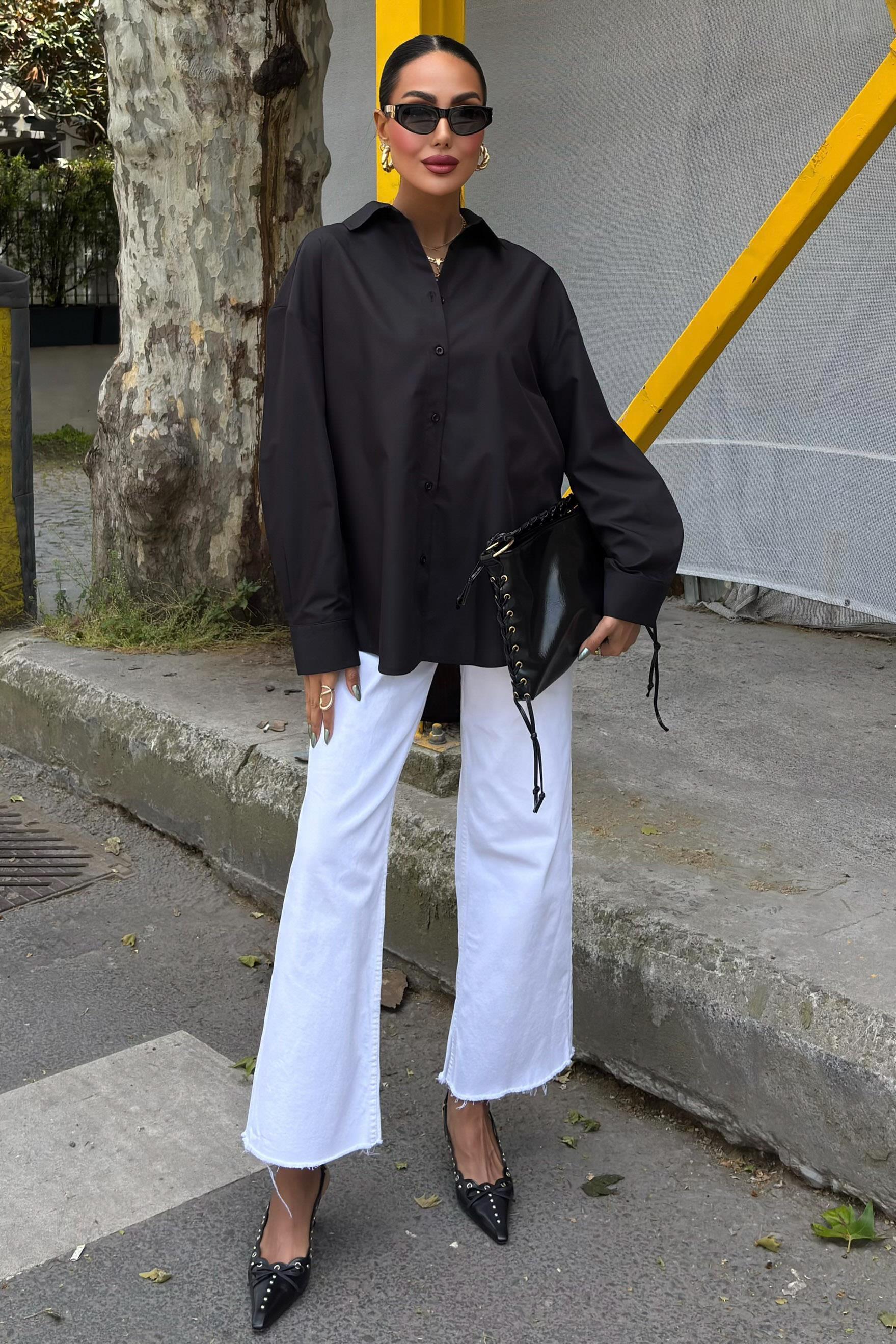 Klasik Oversize Poplin Gömlek 3421 R8-H-K4