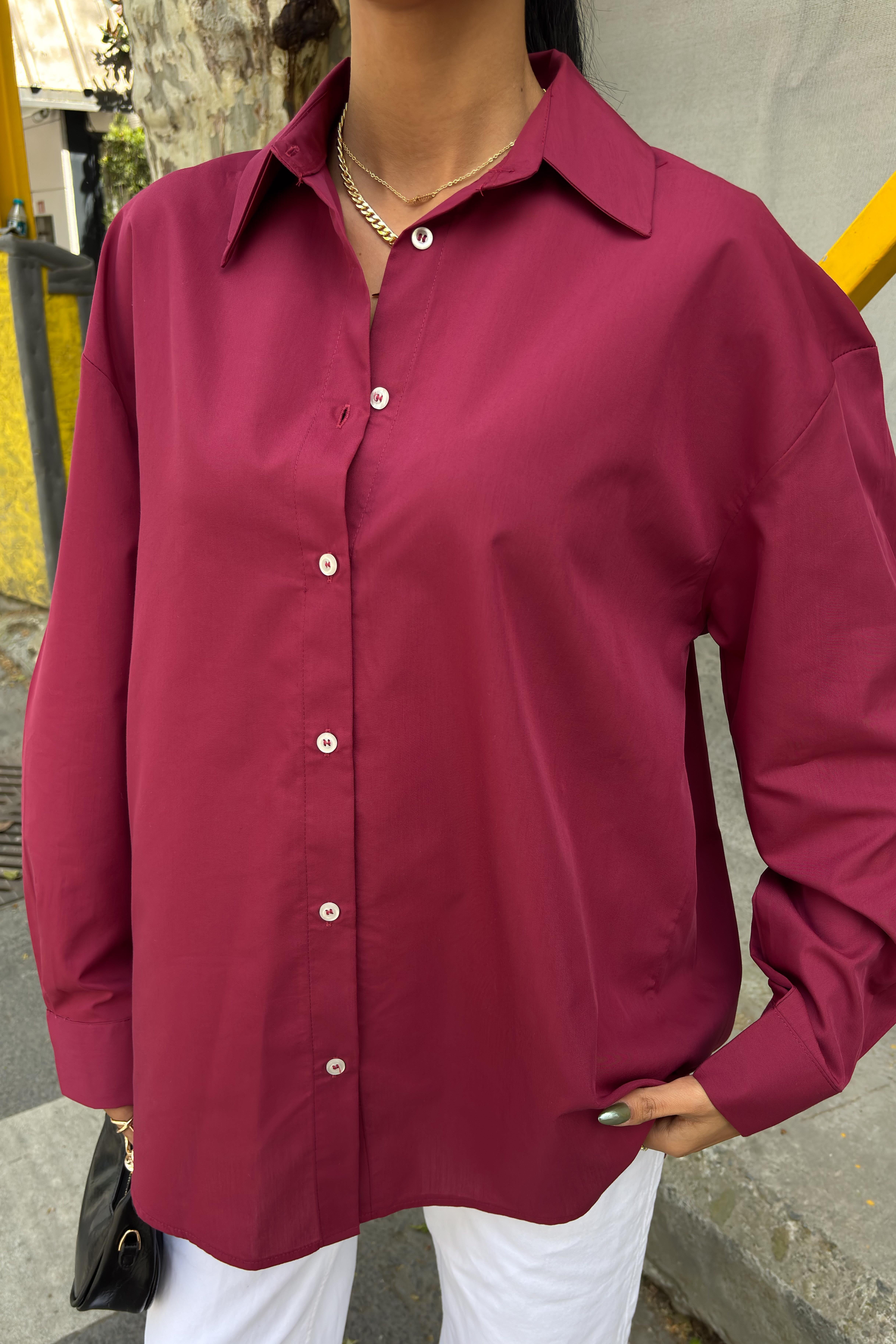 Klasik Oversize Poplin Gömlek 3421 R8-H-K4
