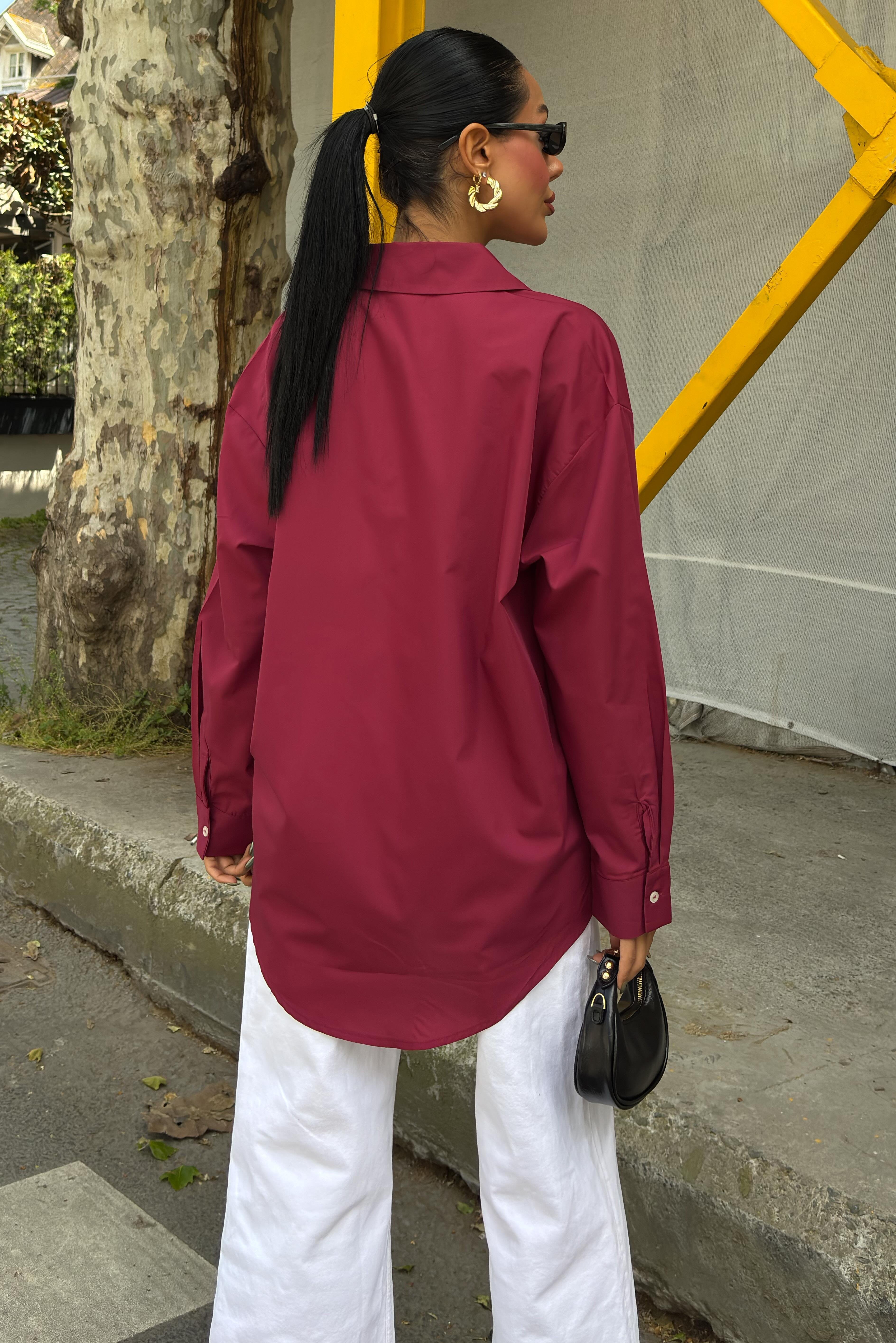 Klasik Oversize Poplin Gömlek 3421 R8-H-K4