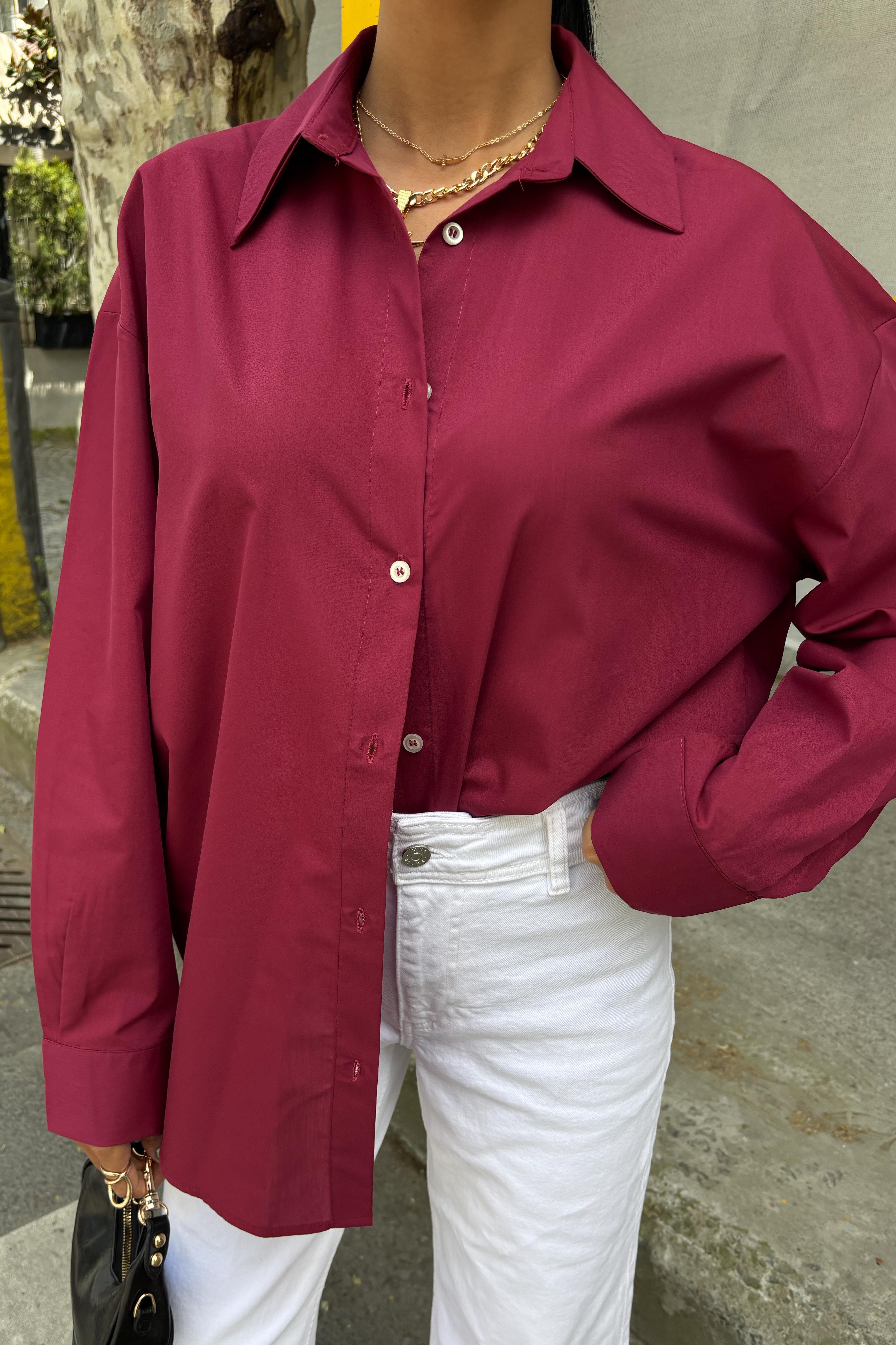 Klasik Oversize Poplin Gömlek 3421 R8-H-K4