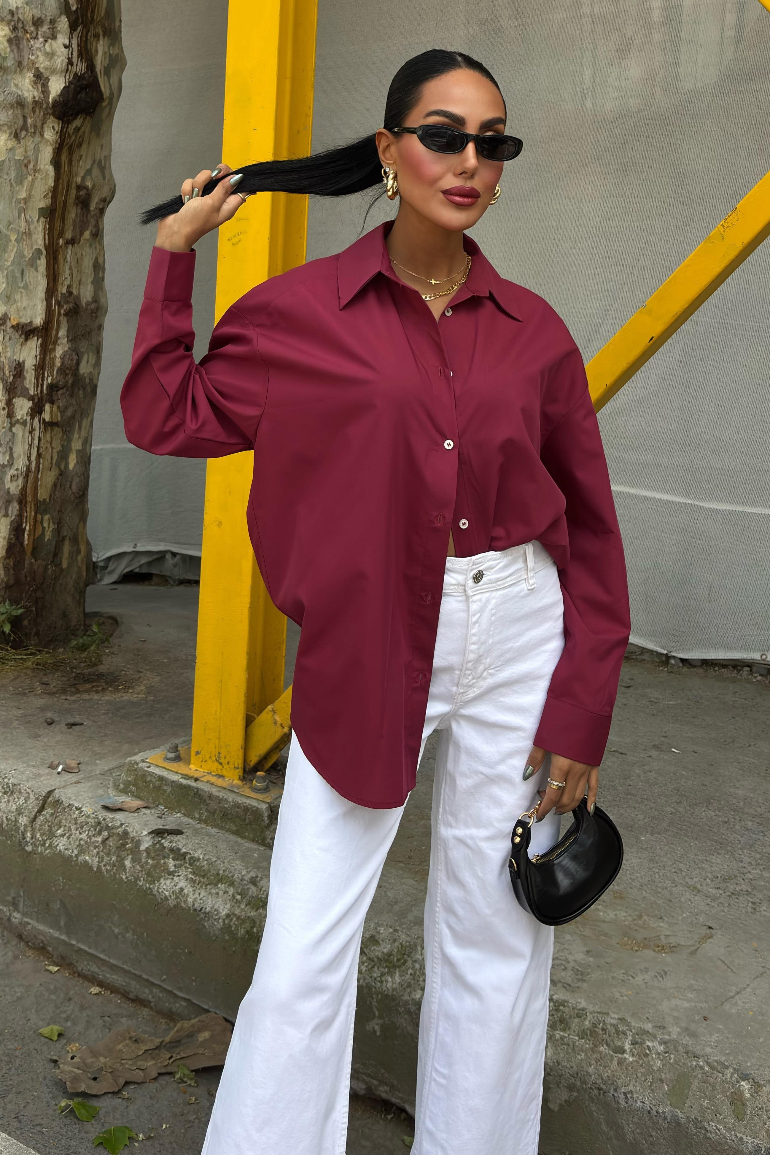 Klasik Oversize Poplin Gömlek 3421 R8-H-K4