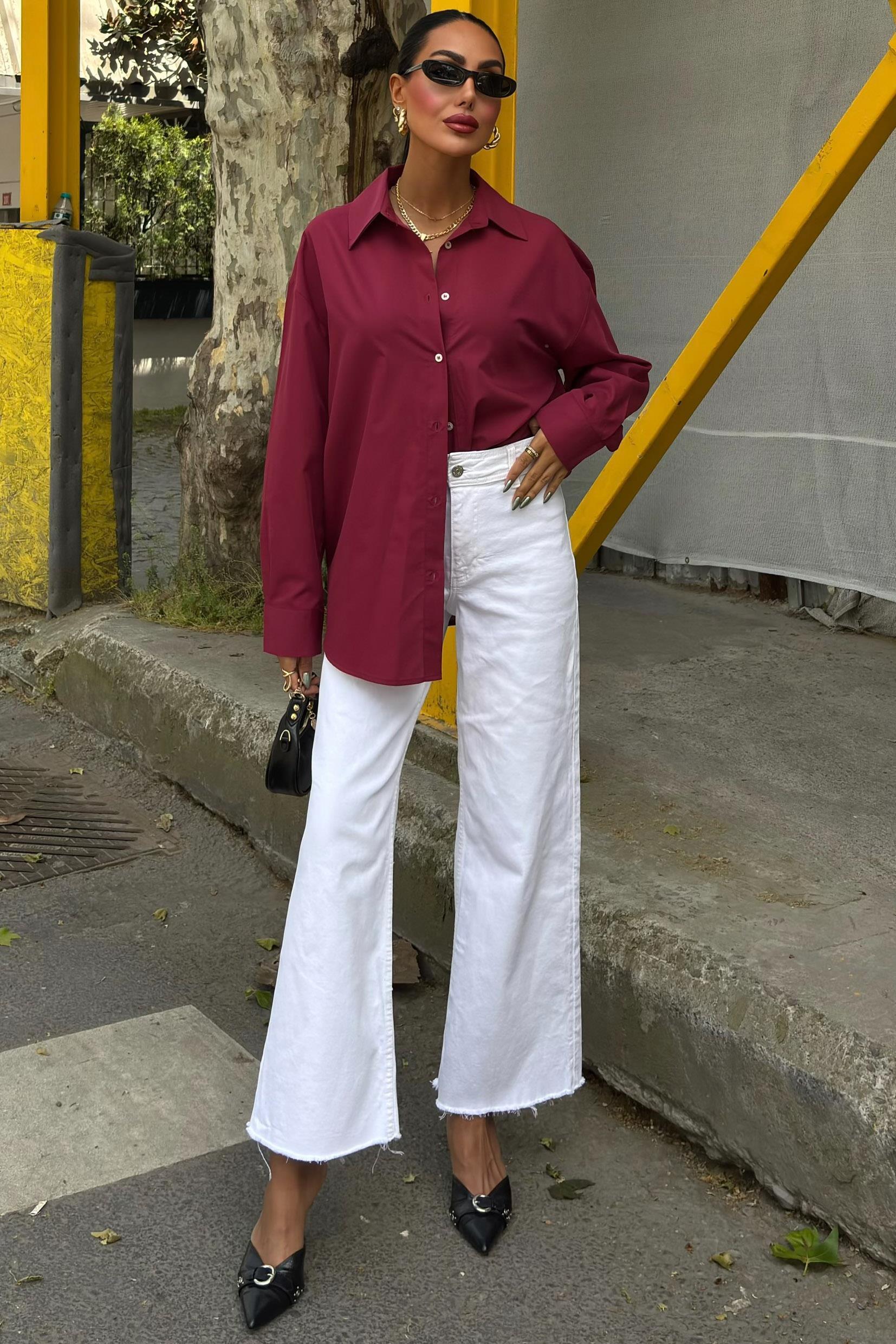 Klasik Oversize Poplin Gömlek 3421 R8-H-K4