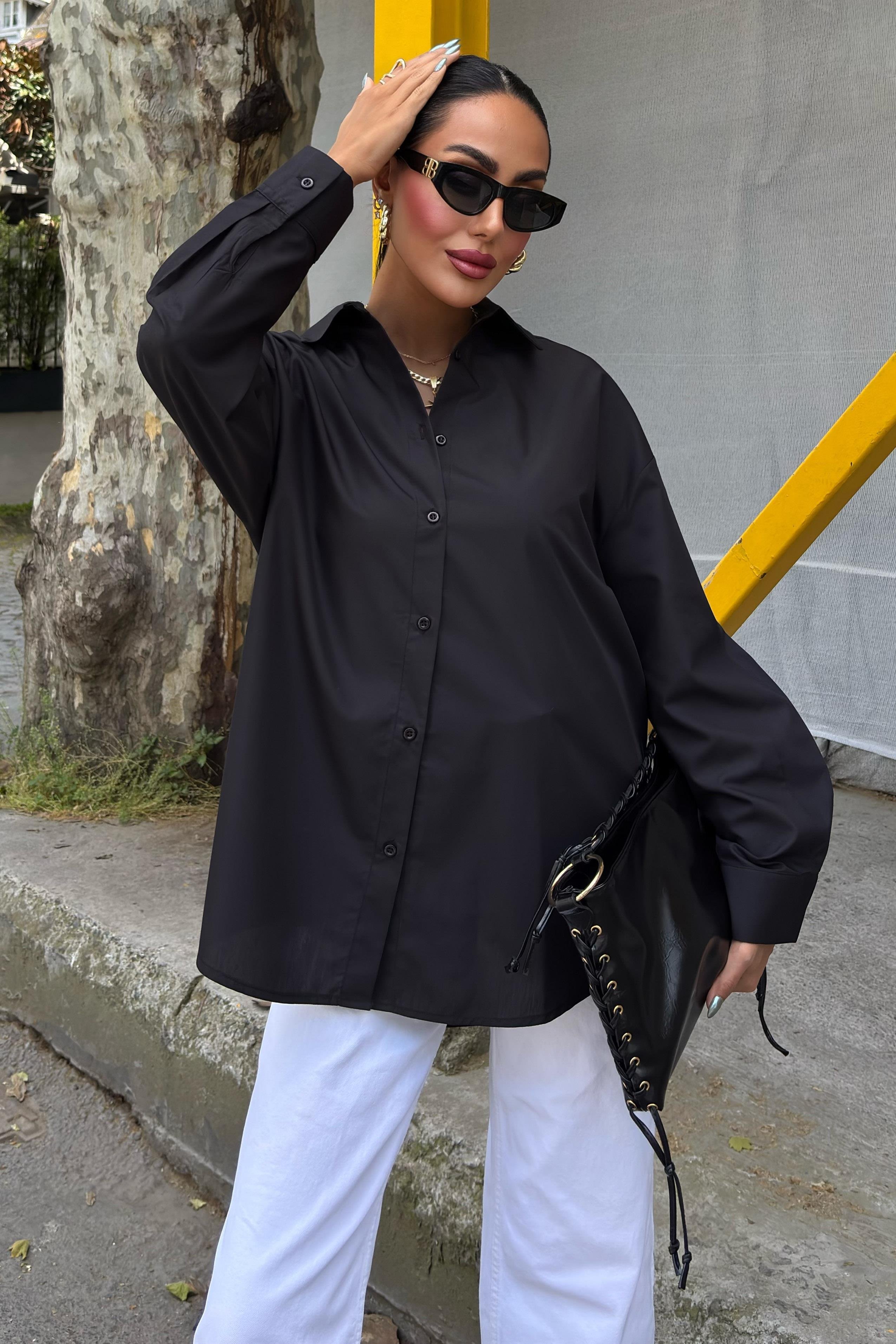 Klasik Oversize Poplin Gömlek 3421 R8-H-K4