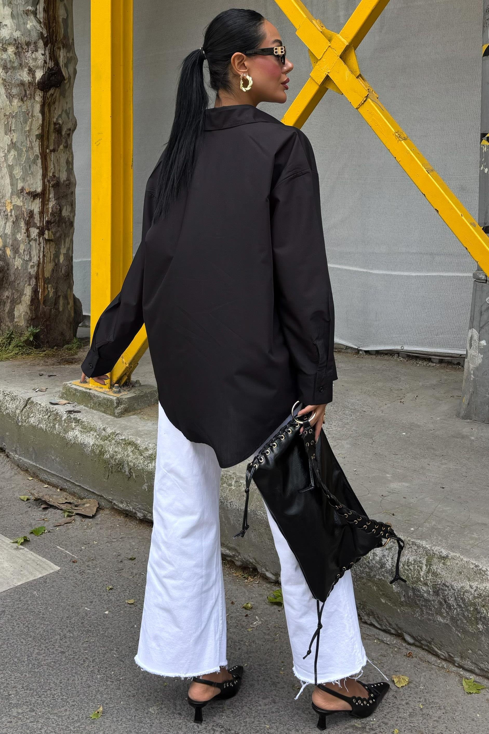 Klasik Oversize Poplin Gömlek 3421 R8-H-K4