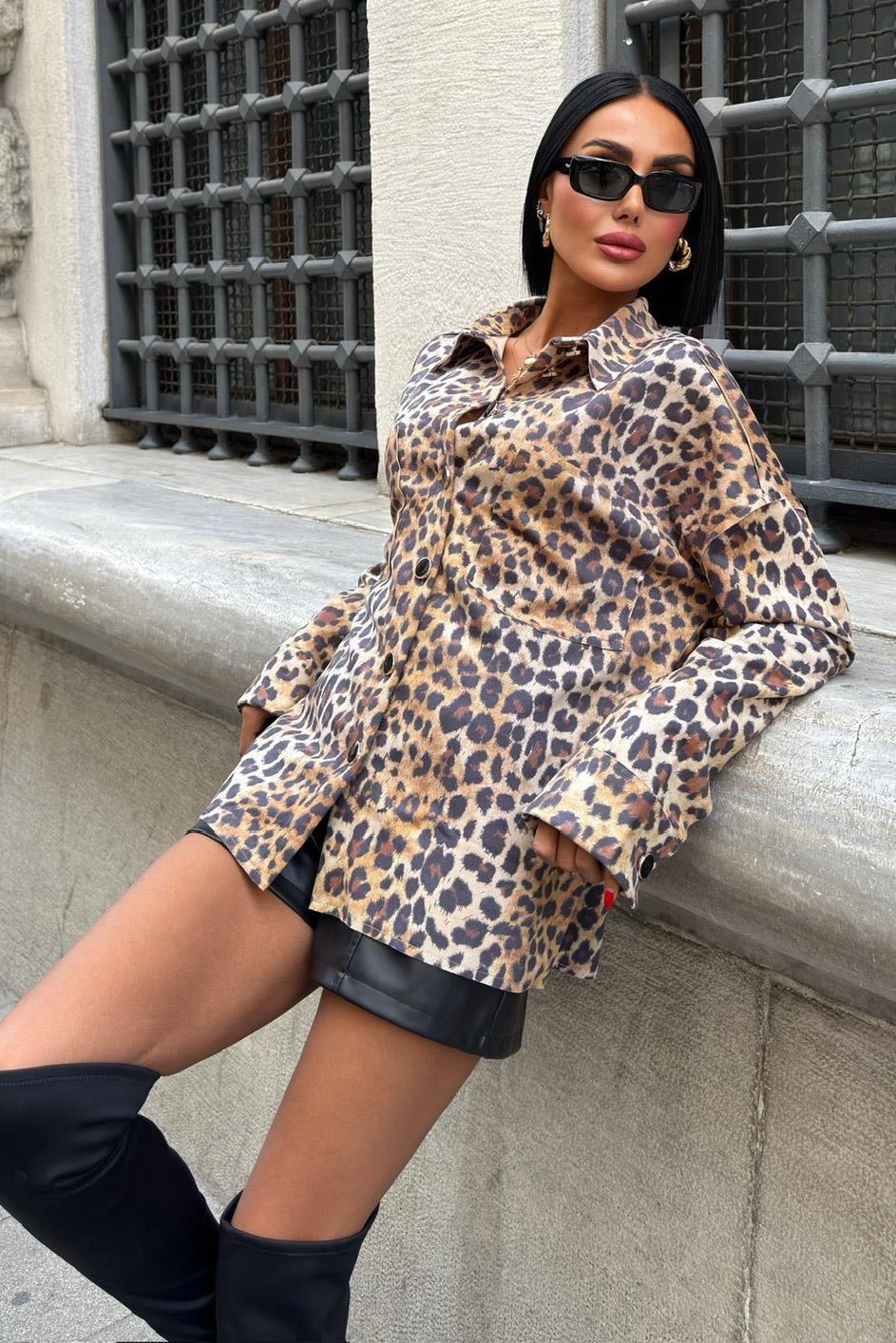 Klohe Leopar Desenli Gömlek 3400 R3-I-K5