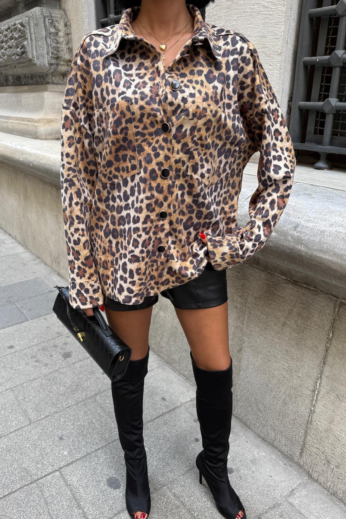 Klohe Leopar Desenli Gömlek 3400 R3-I-K5