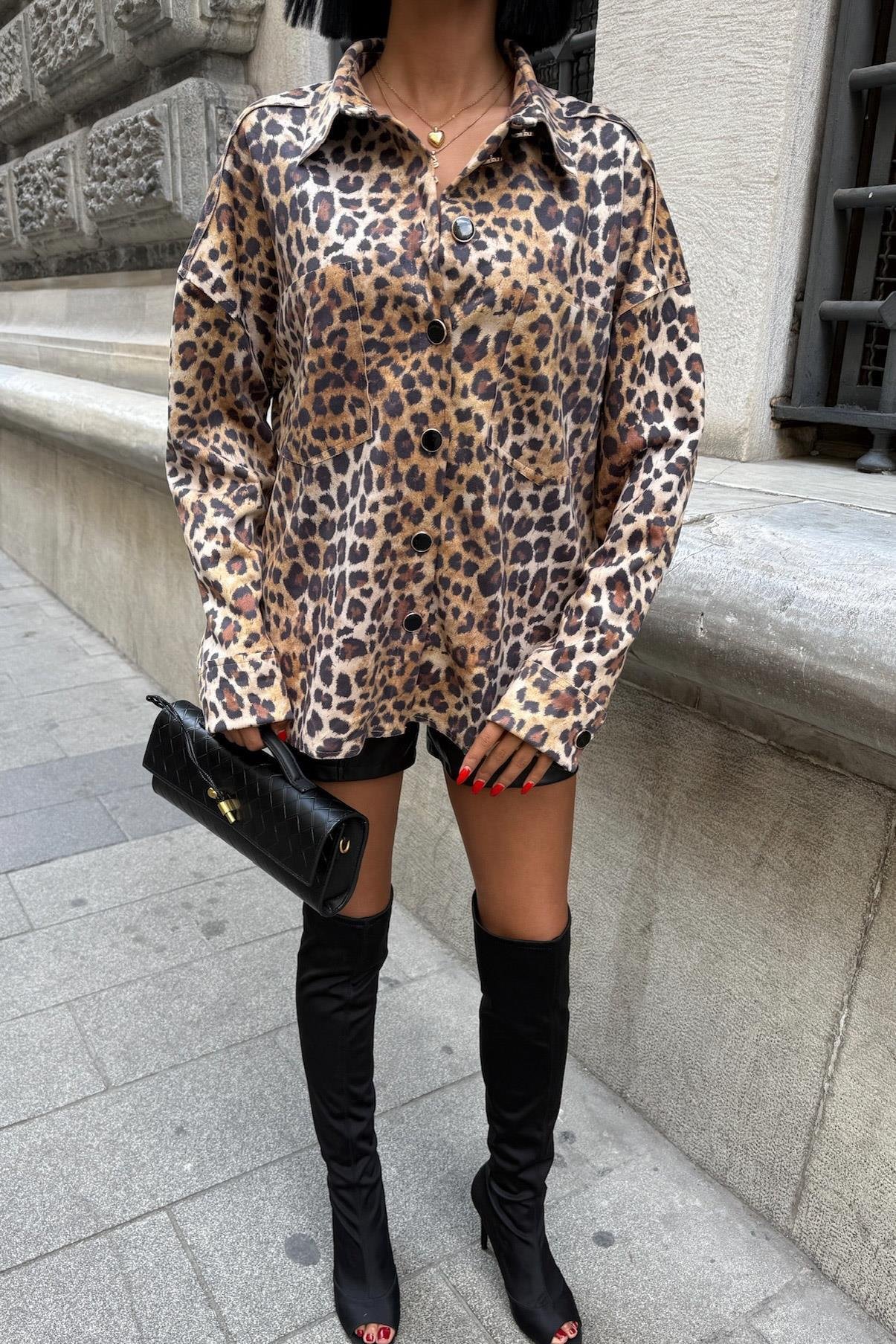 Klohe Leopar Desenli Gömlek 3400 R3-I-K5