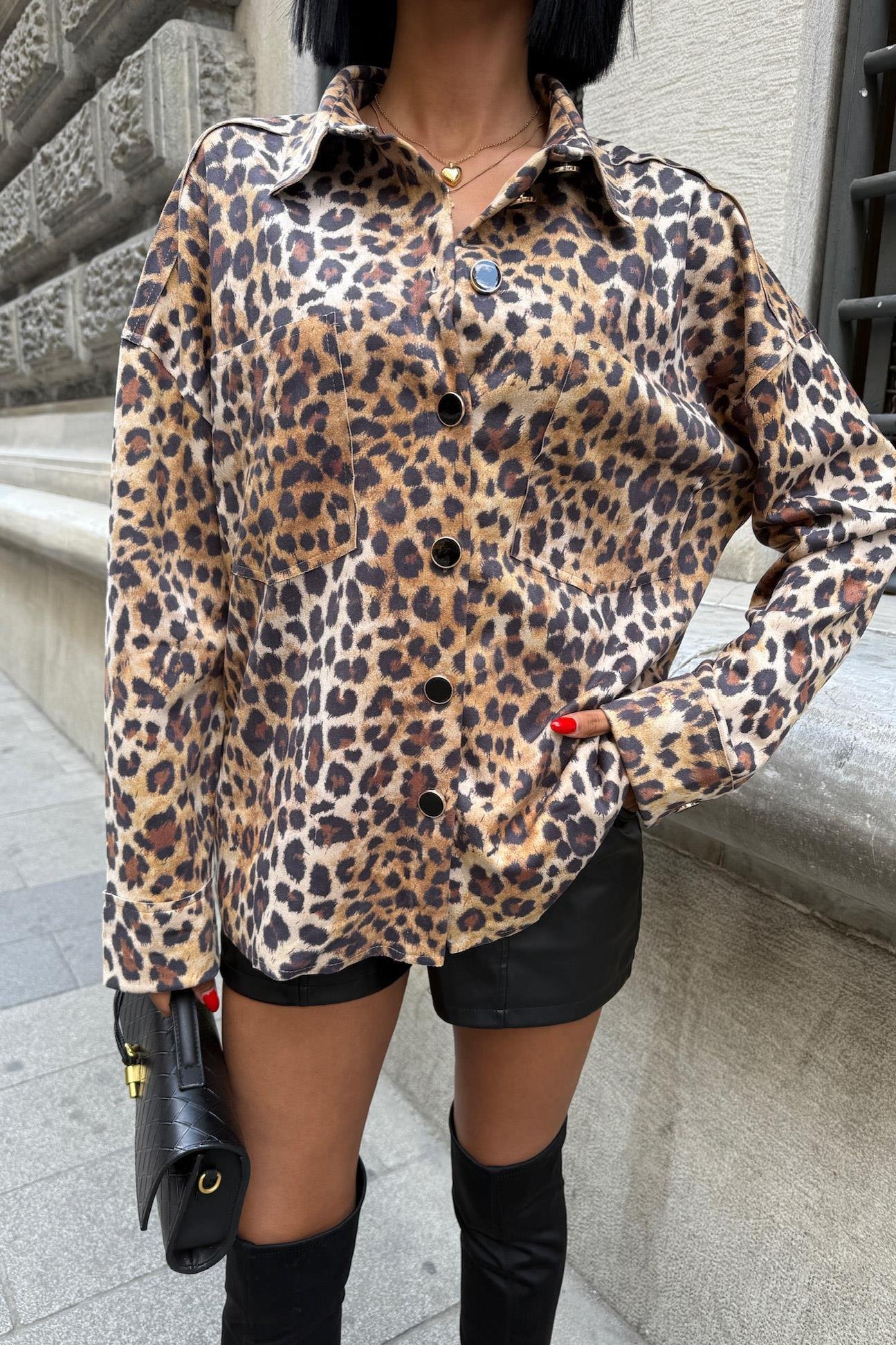 Klohe Leopar Desenli Gömlek 3400 R3-I-K5