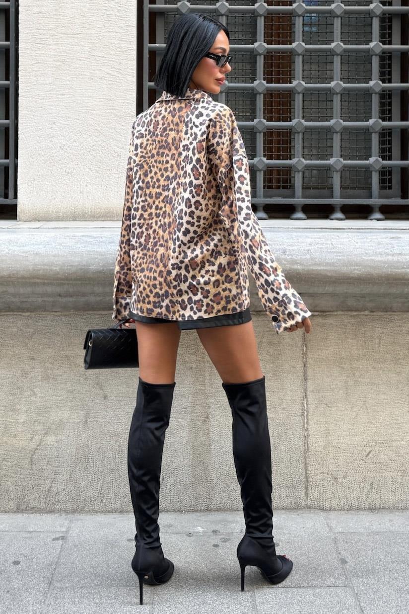 Klohe Leopar Desenli Gömlek 3400 R3-I-K5