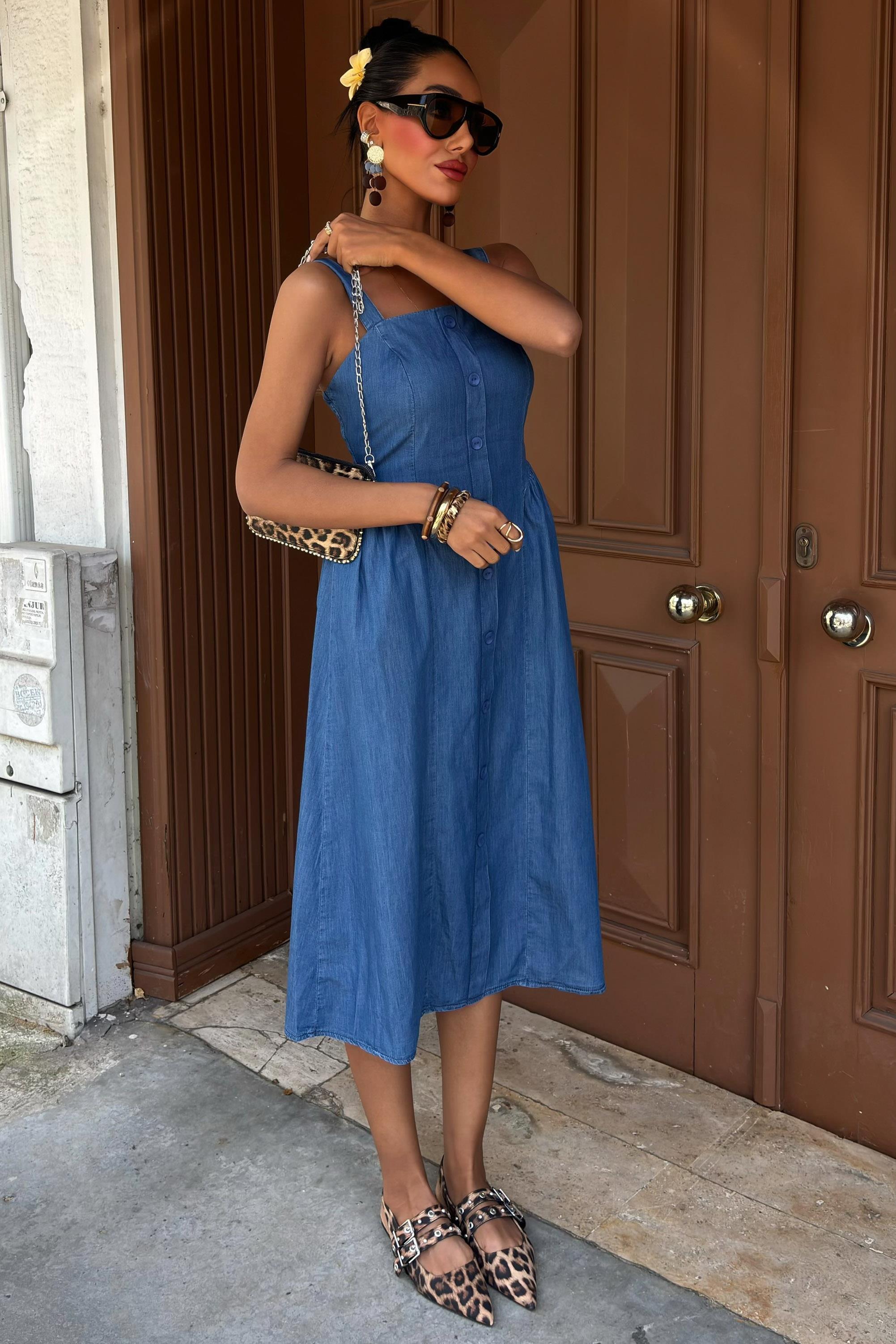 Korsaj Detaylı Midi Tensel Elbise 2884 R7-F-K5