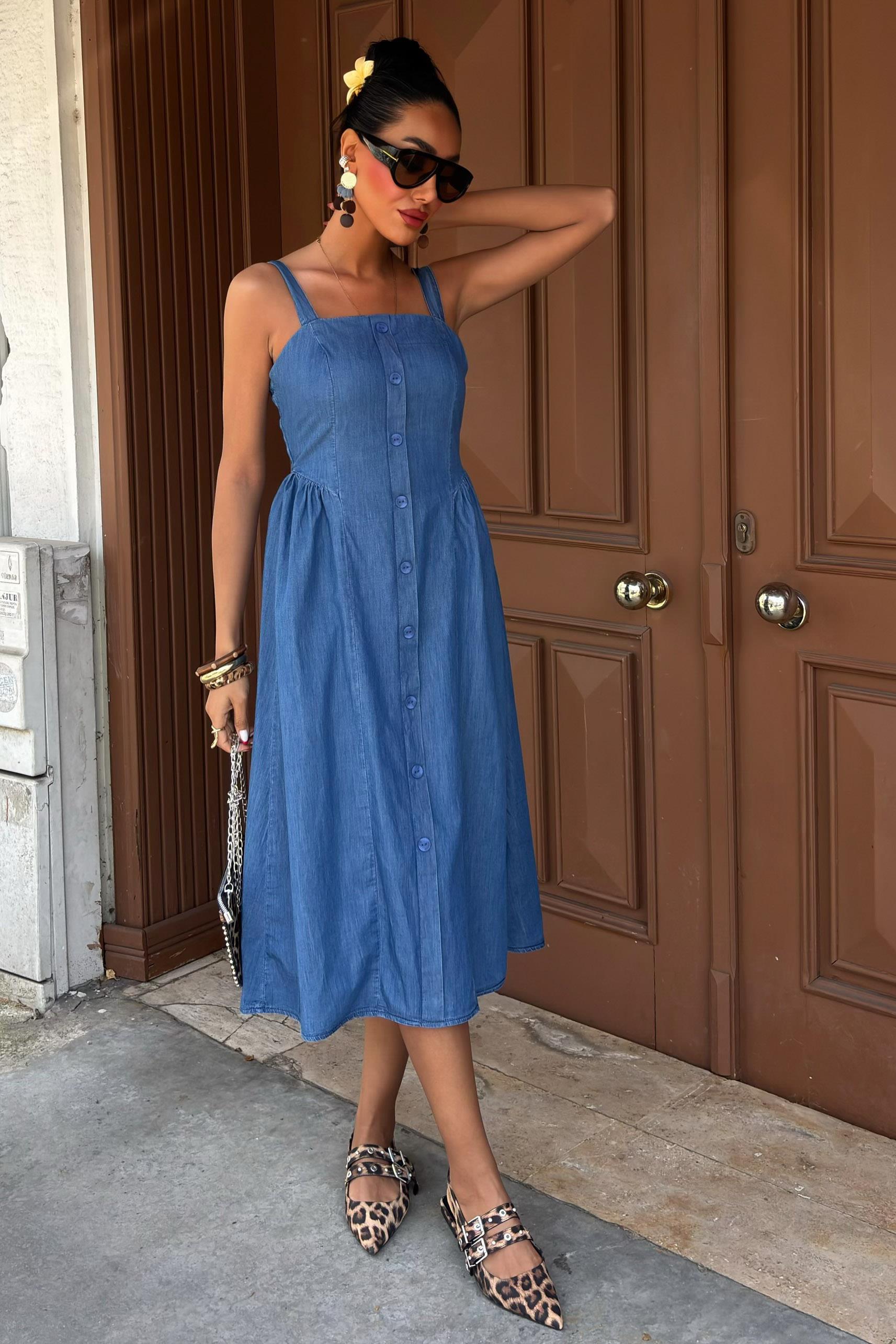 Korsaj Detaylı Midi Tensel Elbise 2884 R7-F-K5