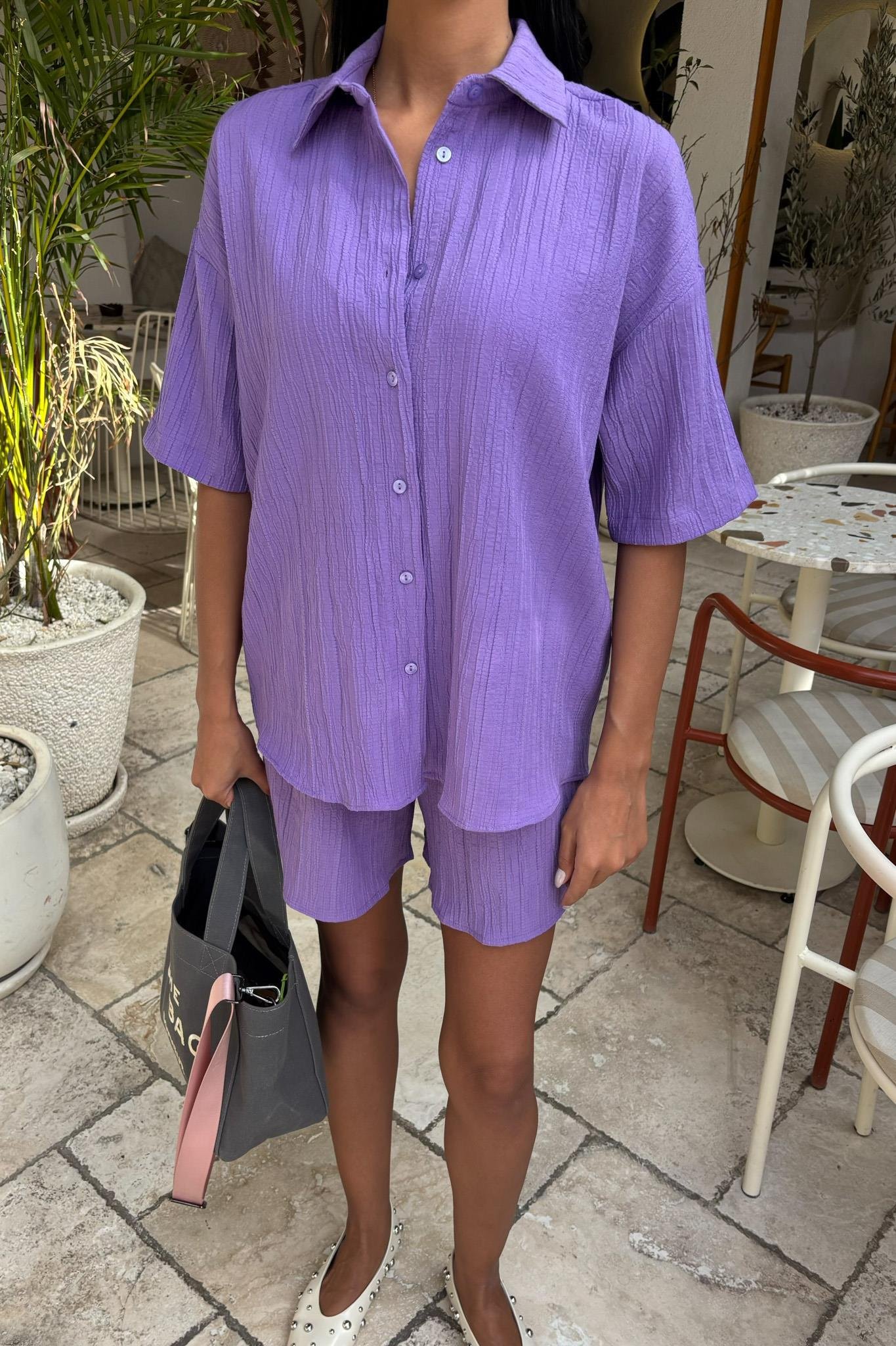 Krinkıl Kumaş Şortlu Salaş Takım 10135