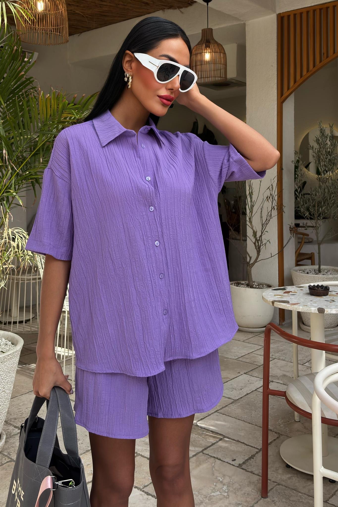 Krinkıl Kumaş Şortlu Salaş Takım 10135