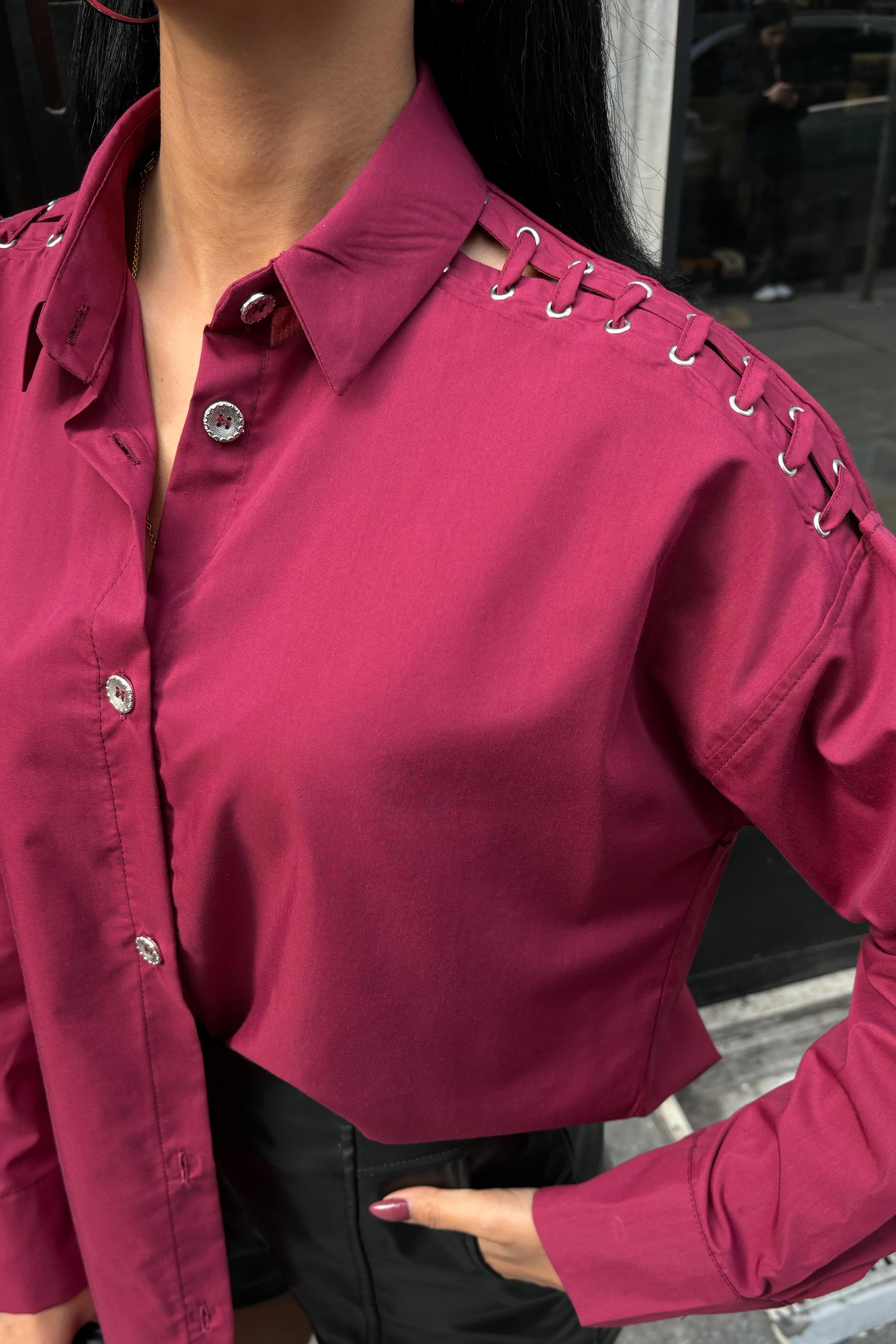 Kuşgözü ve Biye Detaylı Poplin Gömlek 3419 R6-H-K4