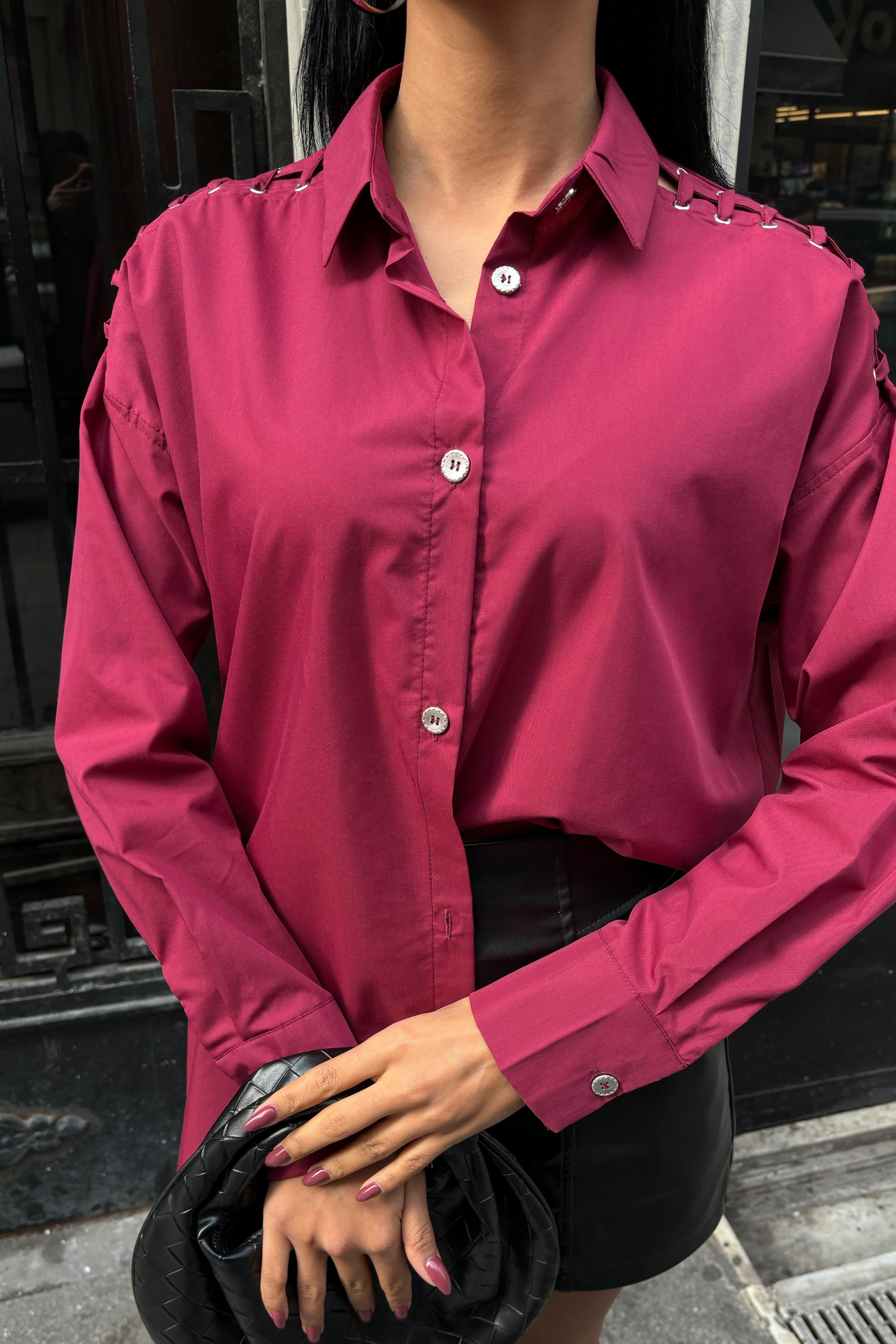 Kuşgözü ve Biye Detaylı Poplin Gömlek 3419 R6-H-K4