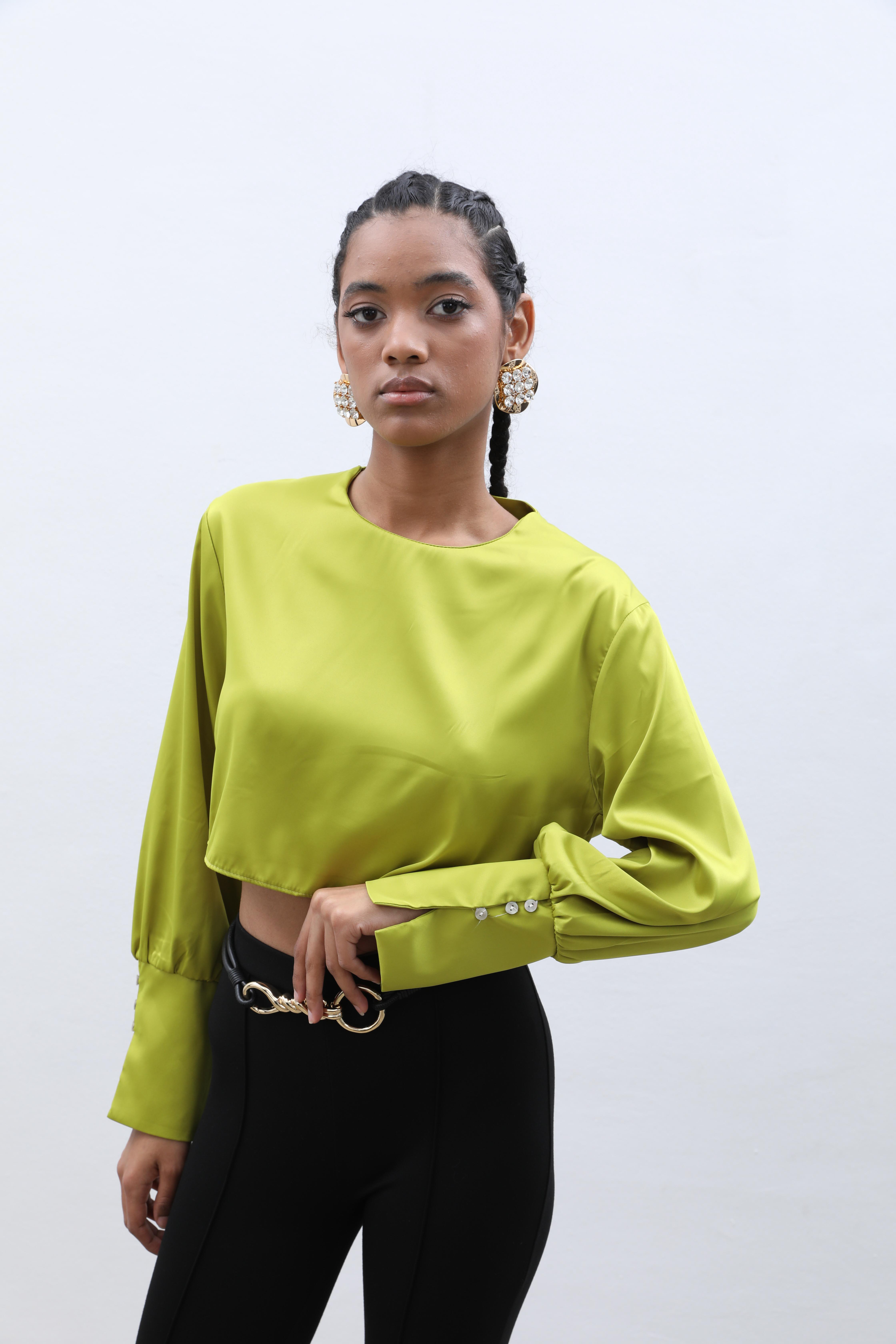 Laura Sırt Dekolteli Saten Bluz 3396-08