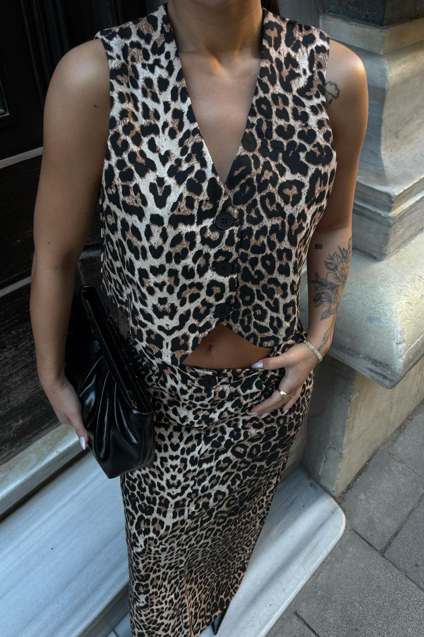 Leopar Desenli Gabardin Takım 10072 R5-K-K4