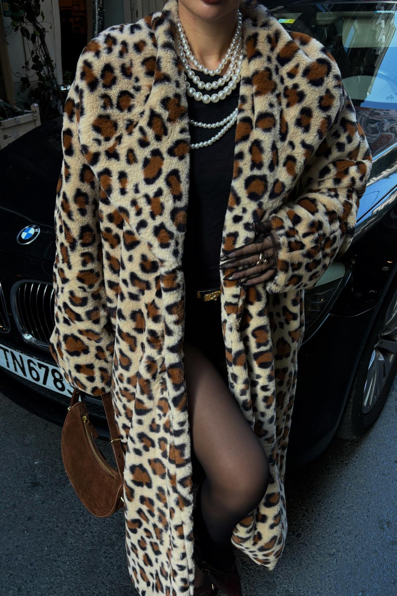 Leopar Desenli İçi Astarlı Peluş Kaban 7065 R11-C-K2