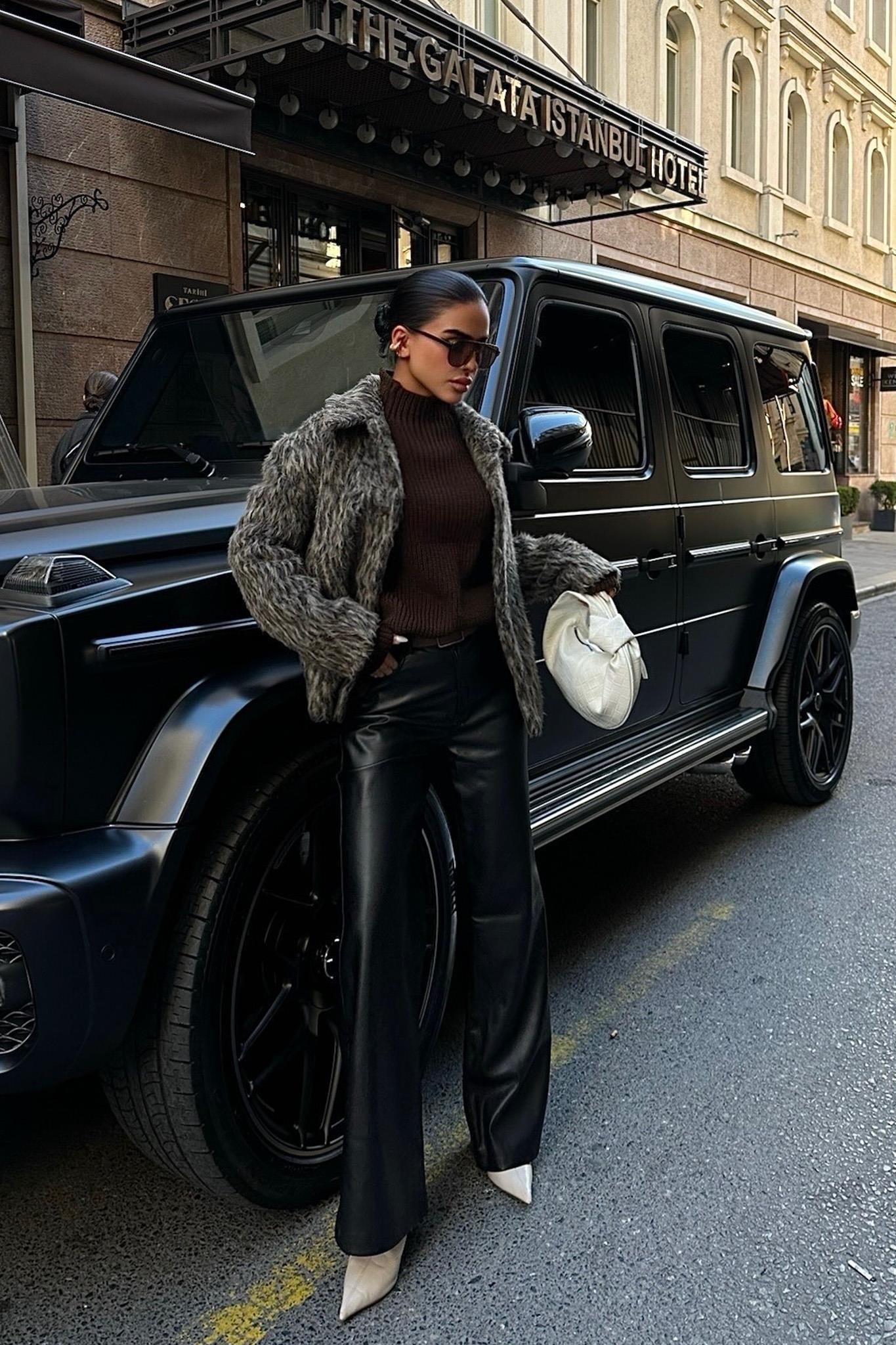 Leopar Desenli Suni Kürk Astarlı Ceket 7070