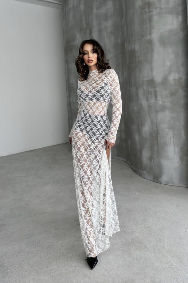 Lilie Dantelli Yırtmaç Detay Elbise 2735-8