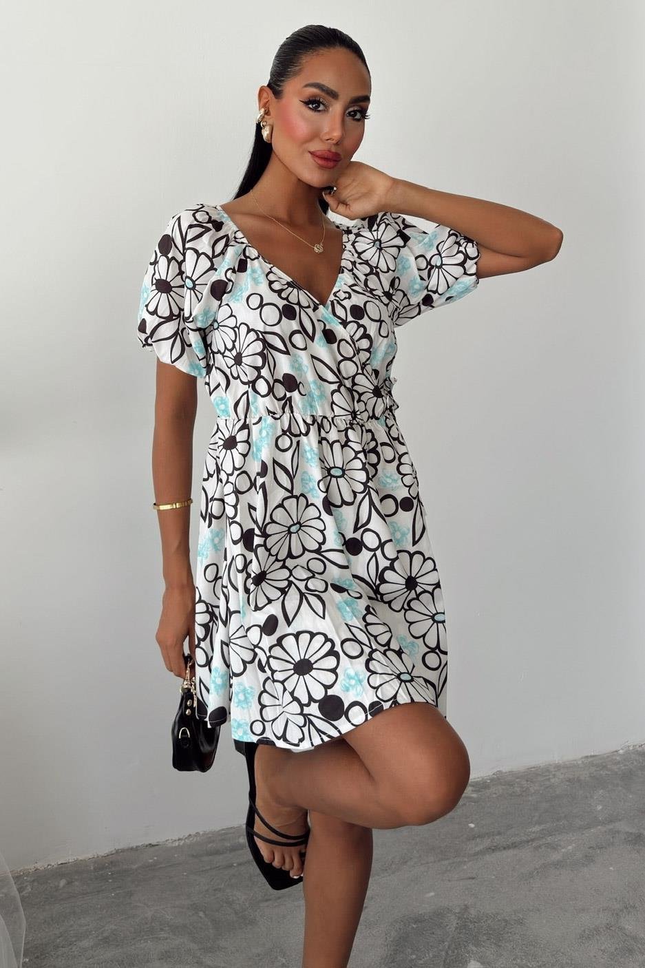 Lindsey Çiçek Desenli Elbise 2276-10 R6-G-K4