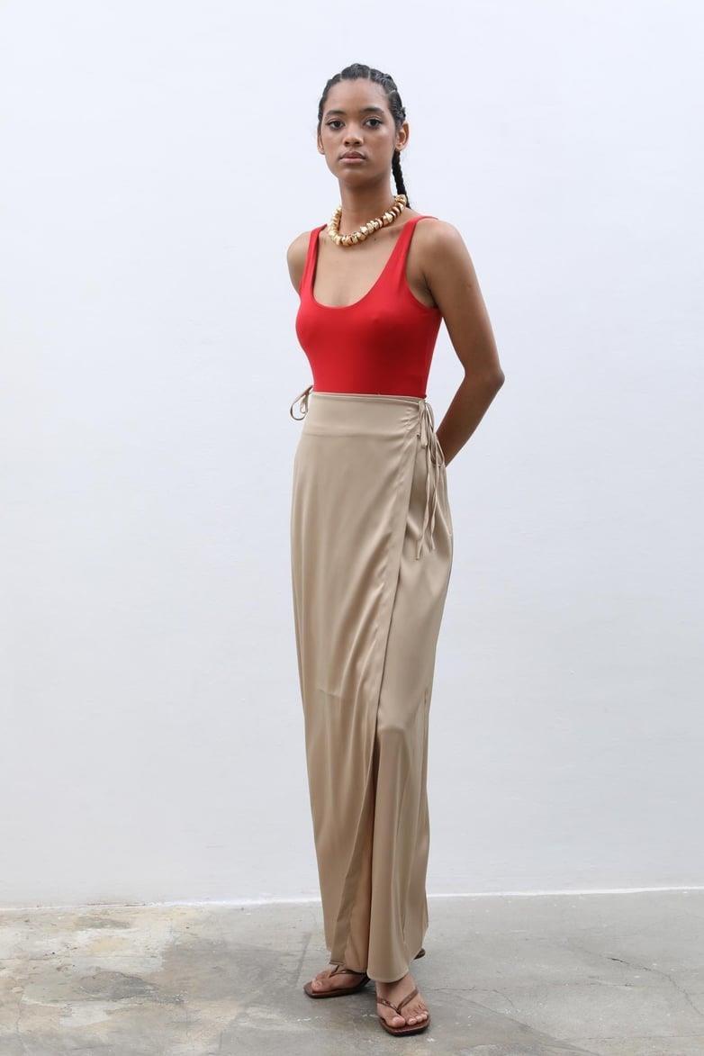 Lisa Yandan Bağlamalı Saten Etek 4035-08