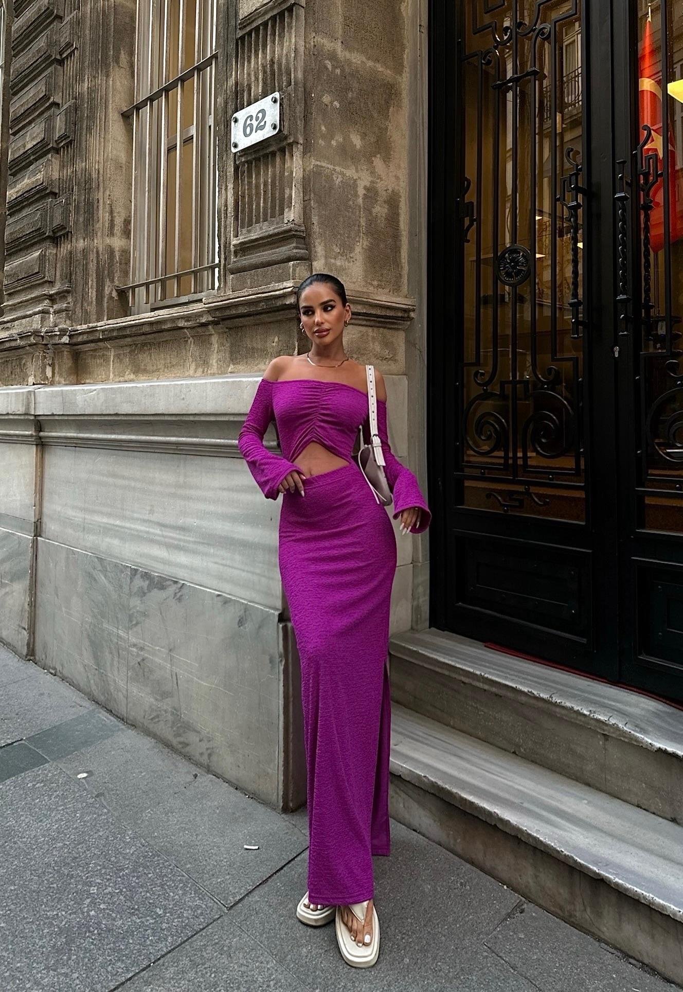 Lita Cut Out Büzgülü Elbise 2715-8 R8-H-K3