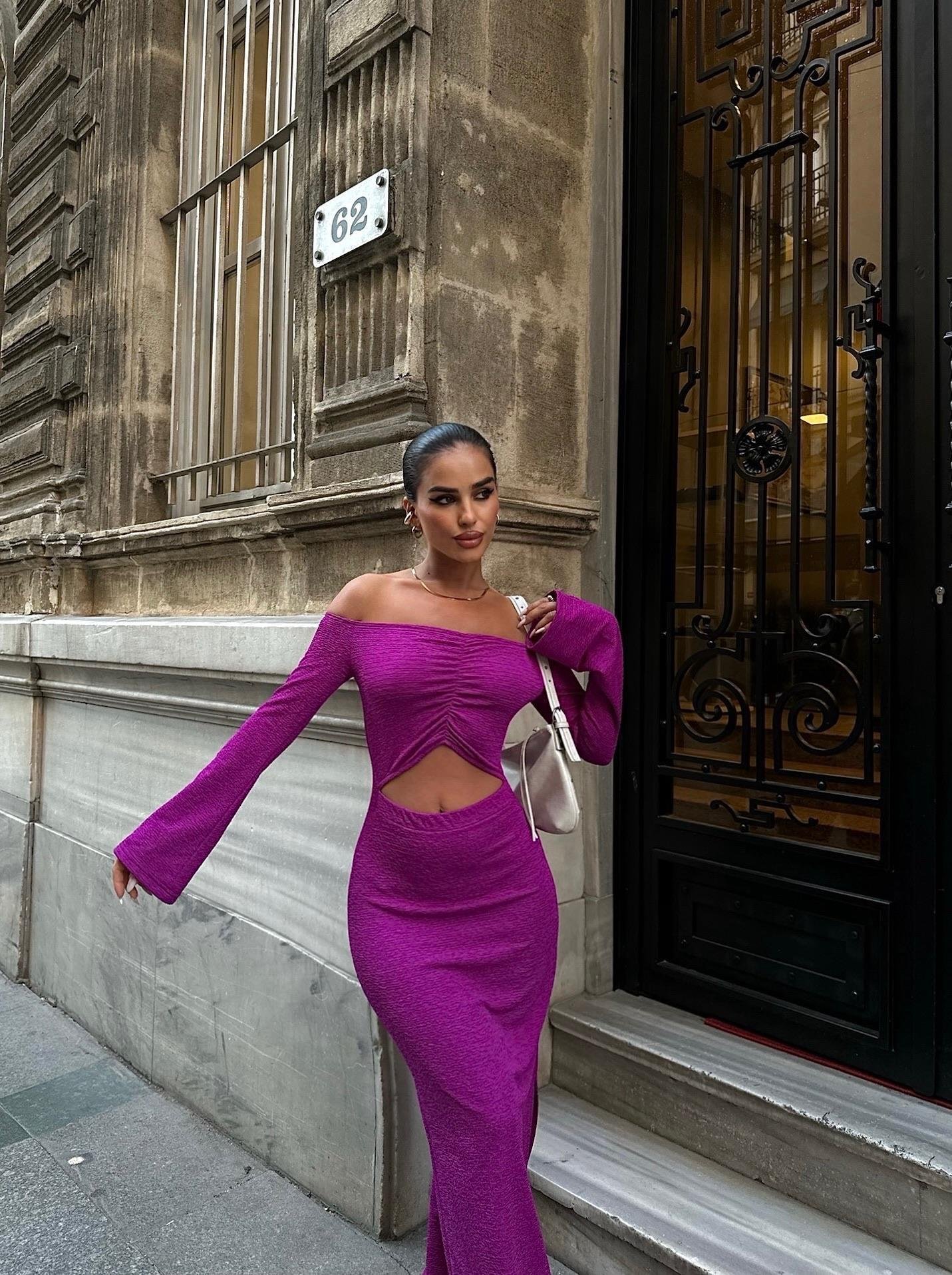 Lita Cut Out Büzgülü Elbise 2715-8 R8-H-K3