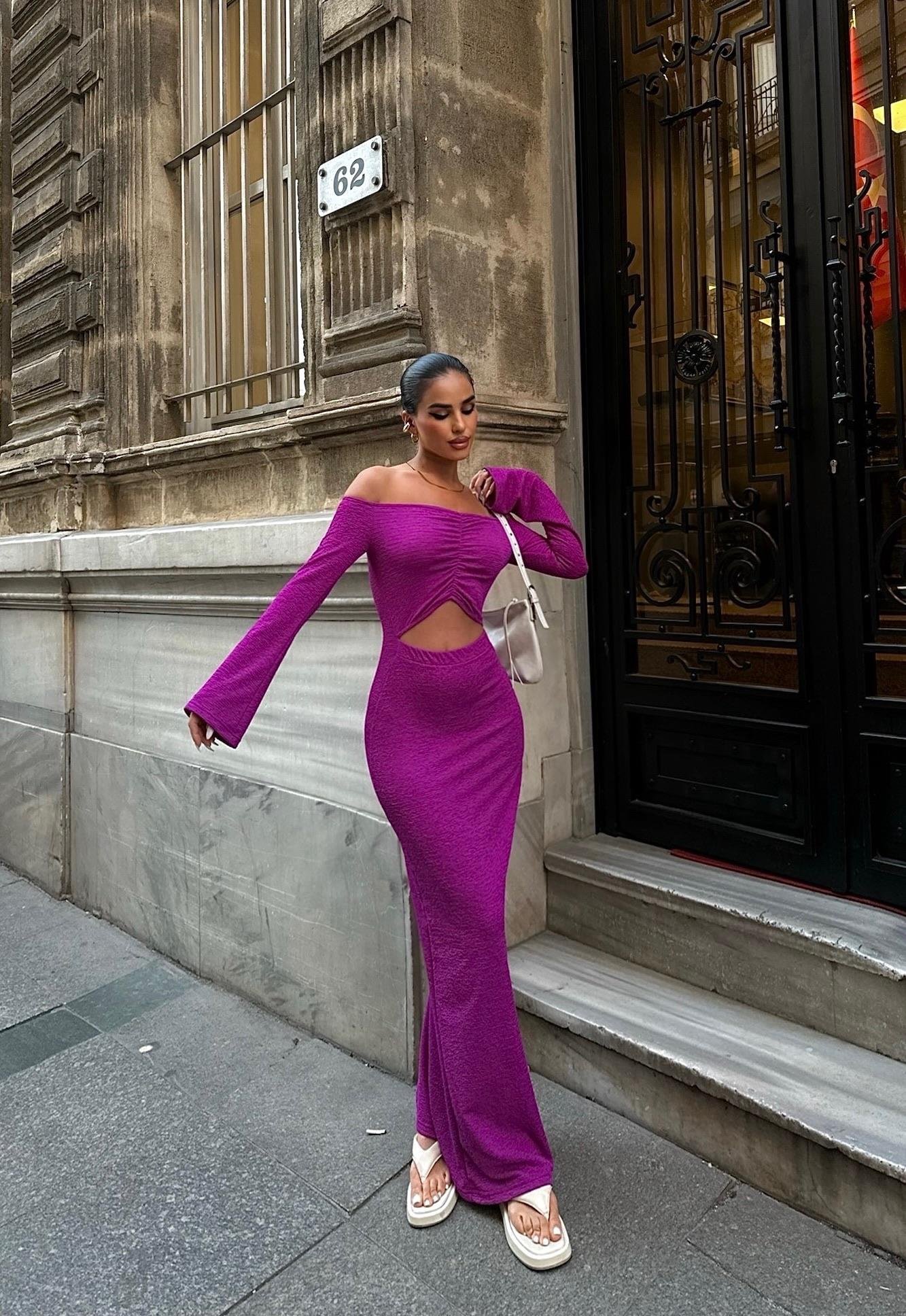 Lita Cut Out Büzgülü Elbise 2715-8 R8-H-K3