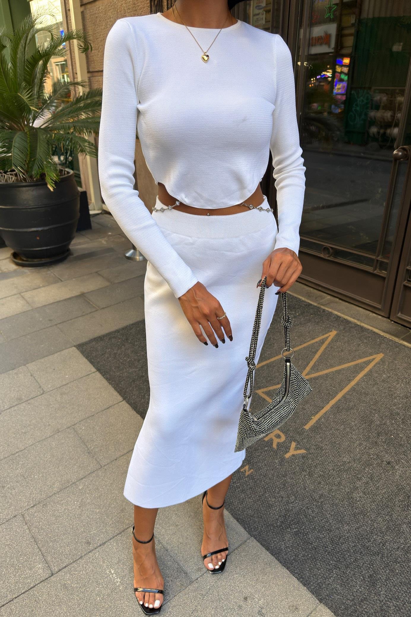 Maje Sırt Zincir Detay Etek Bluz Takım 9884 R2-K-K3