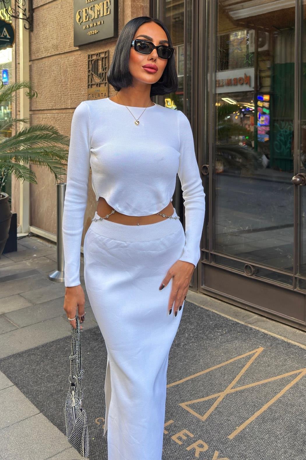 Maje Sırt Zincir Detay Etek Bluz Takım 9884 R2-K-K3