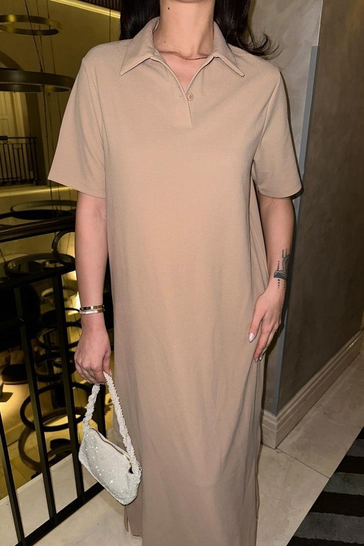 Manque Polo Yaka Yırtmaçlı Elbise 2689-8 R6-K-K4