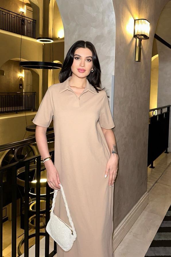 Manque Polo Yaka Yırtmaçlı Elbise 2689-8 R6-K-K4