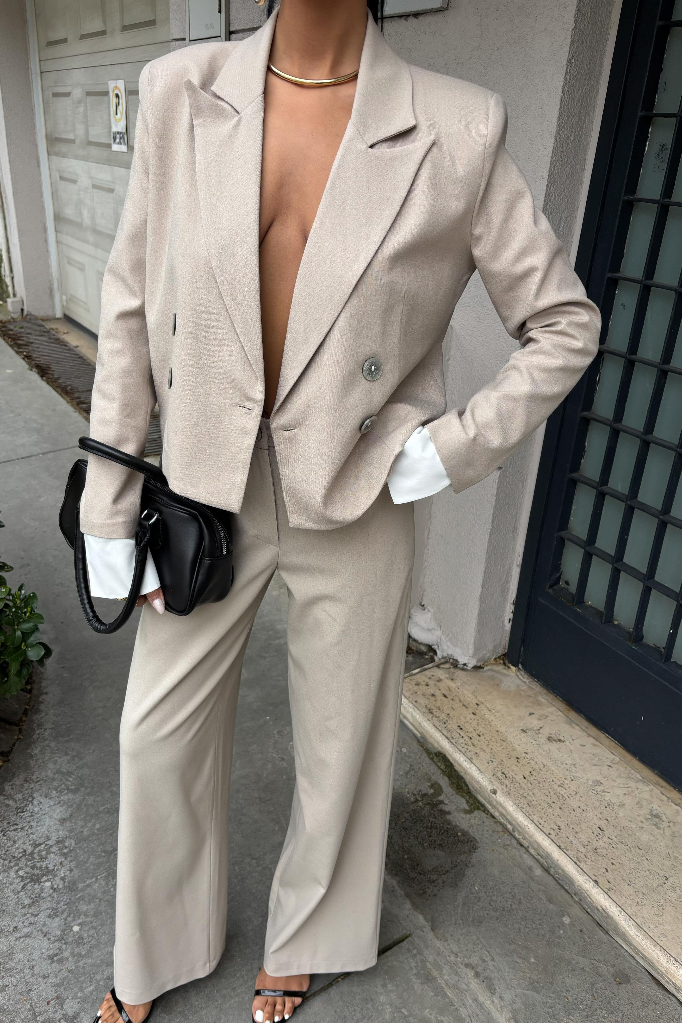 Manşetleri Garnili Kruvaze Ceketli Takım 10168 R6-D-K5