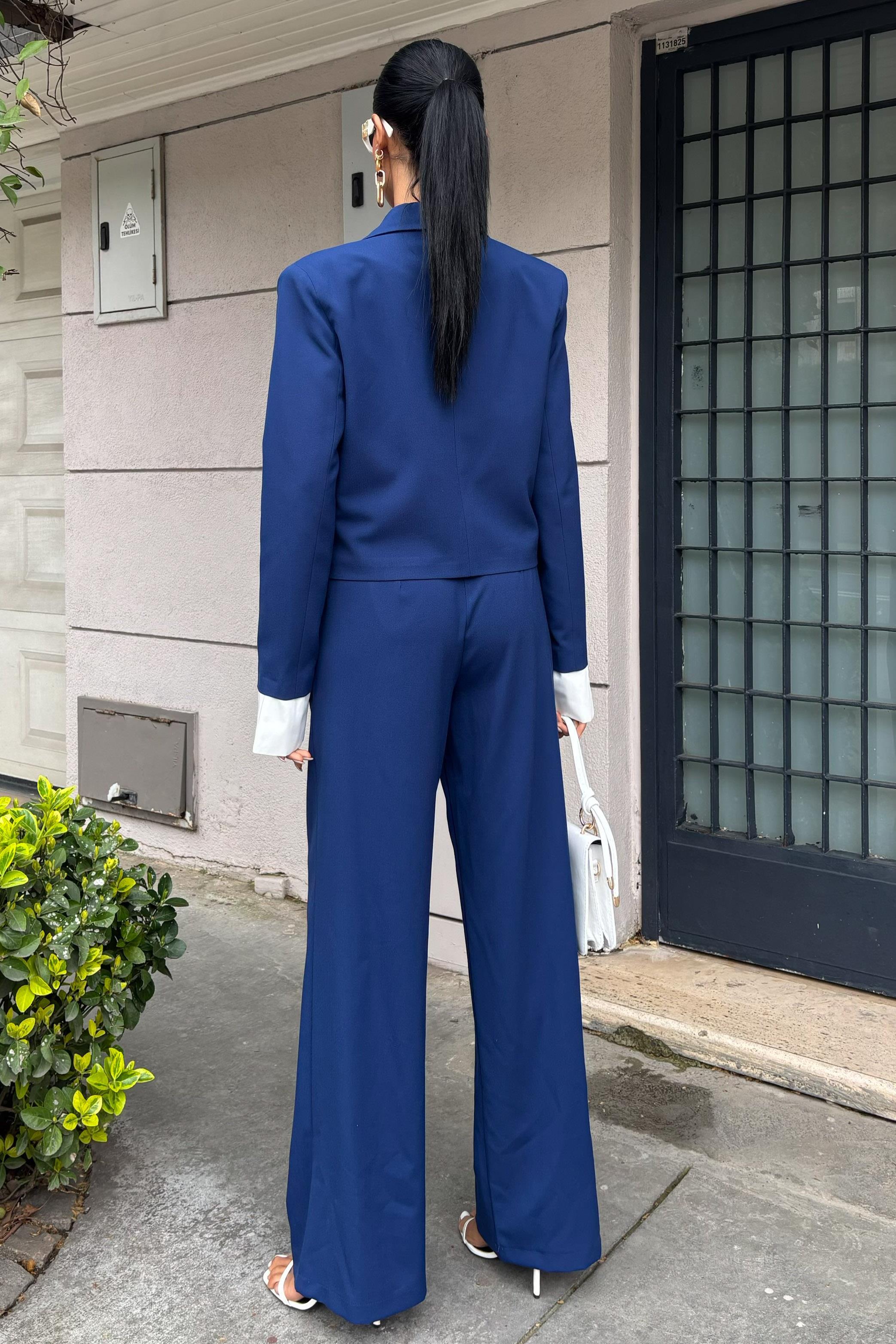 Manşetleri Garnili Kruvaze Ceketli Takım 10168 R6-D-K5