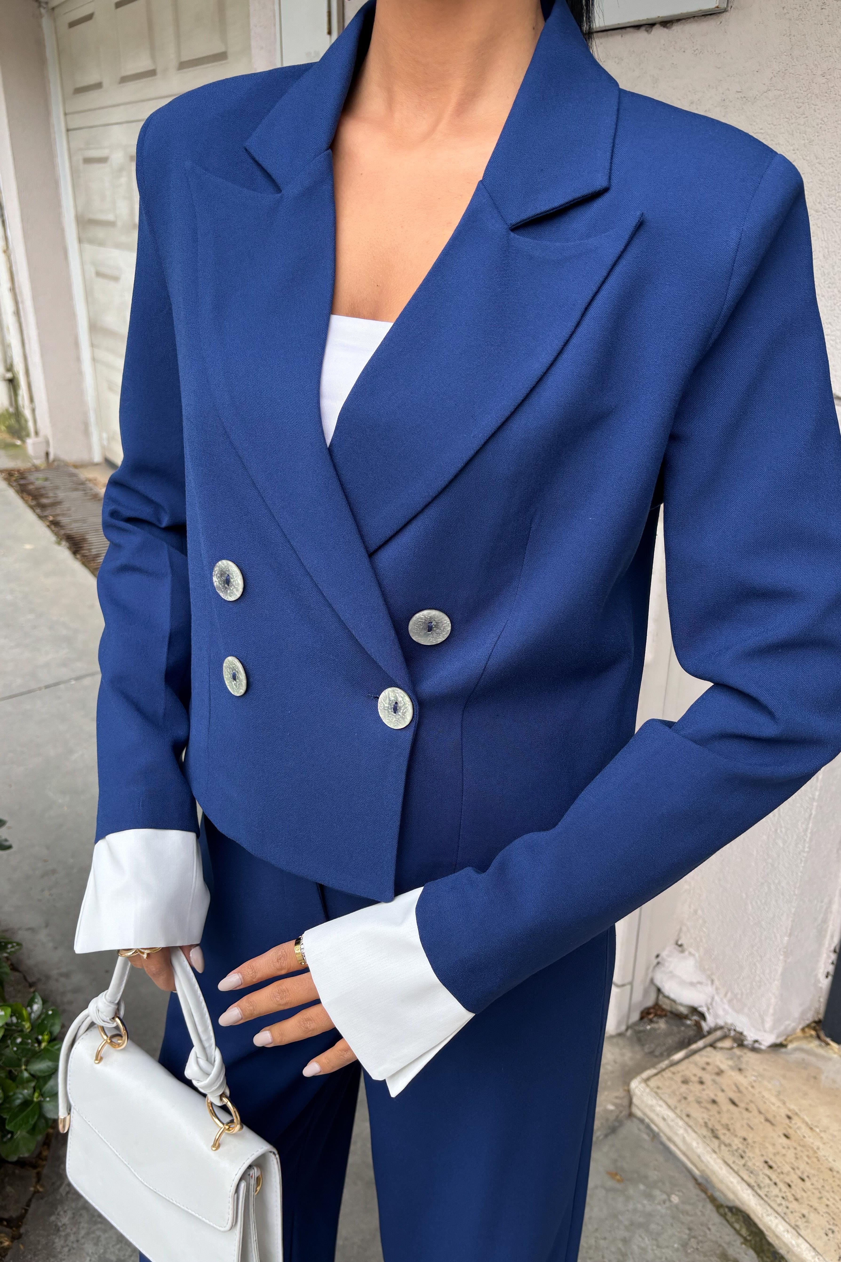 Manşetleri Garnili Kruvaze Ceketli Takım 10168 R6-D-K5