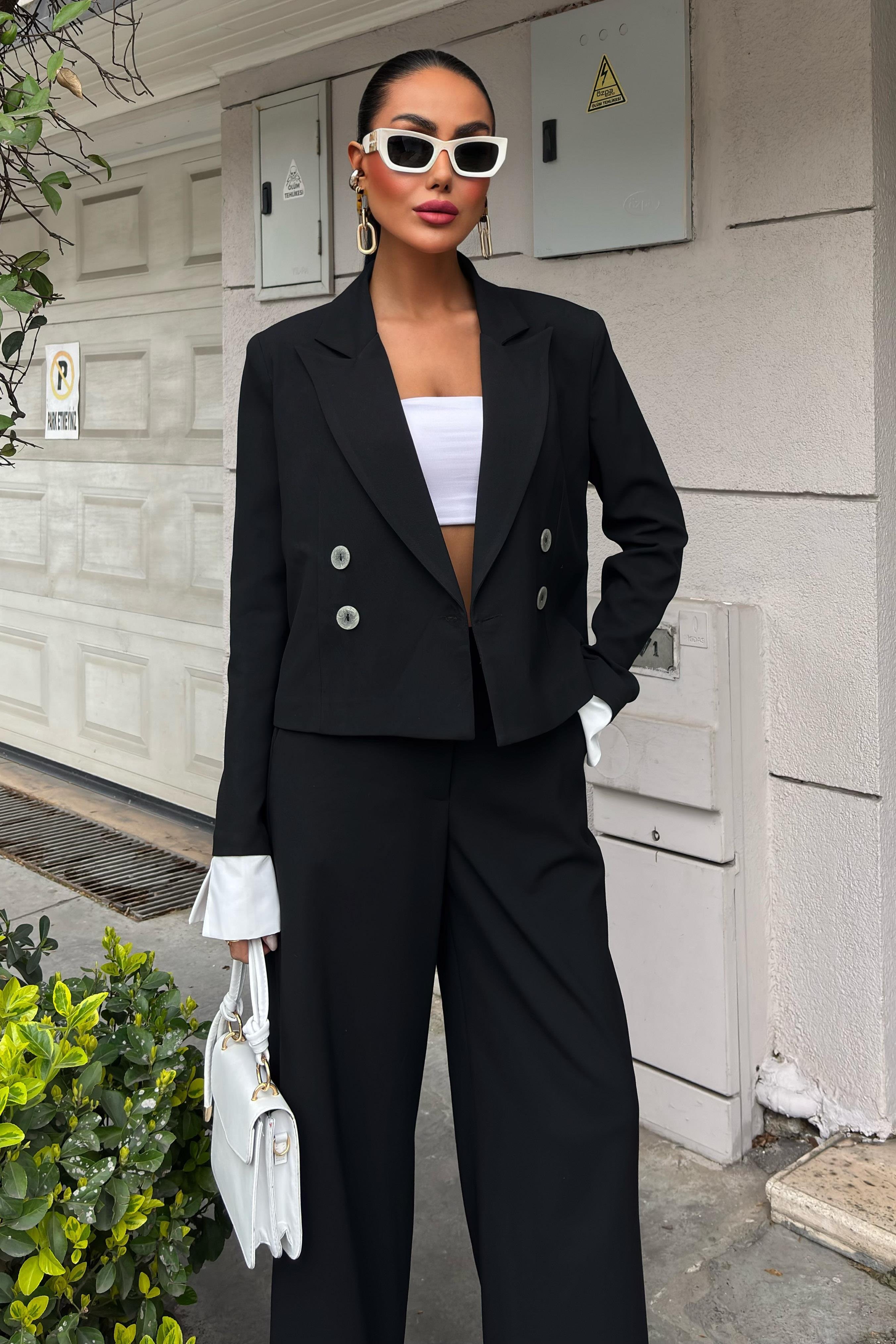 Manşetleri Garnili Kruvaze Ceketli Takım 10168 R6-D-K5