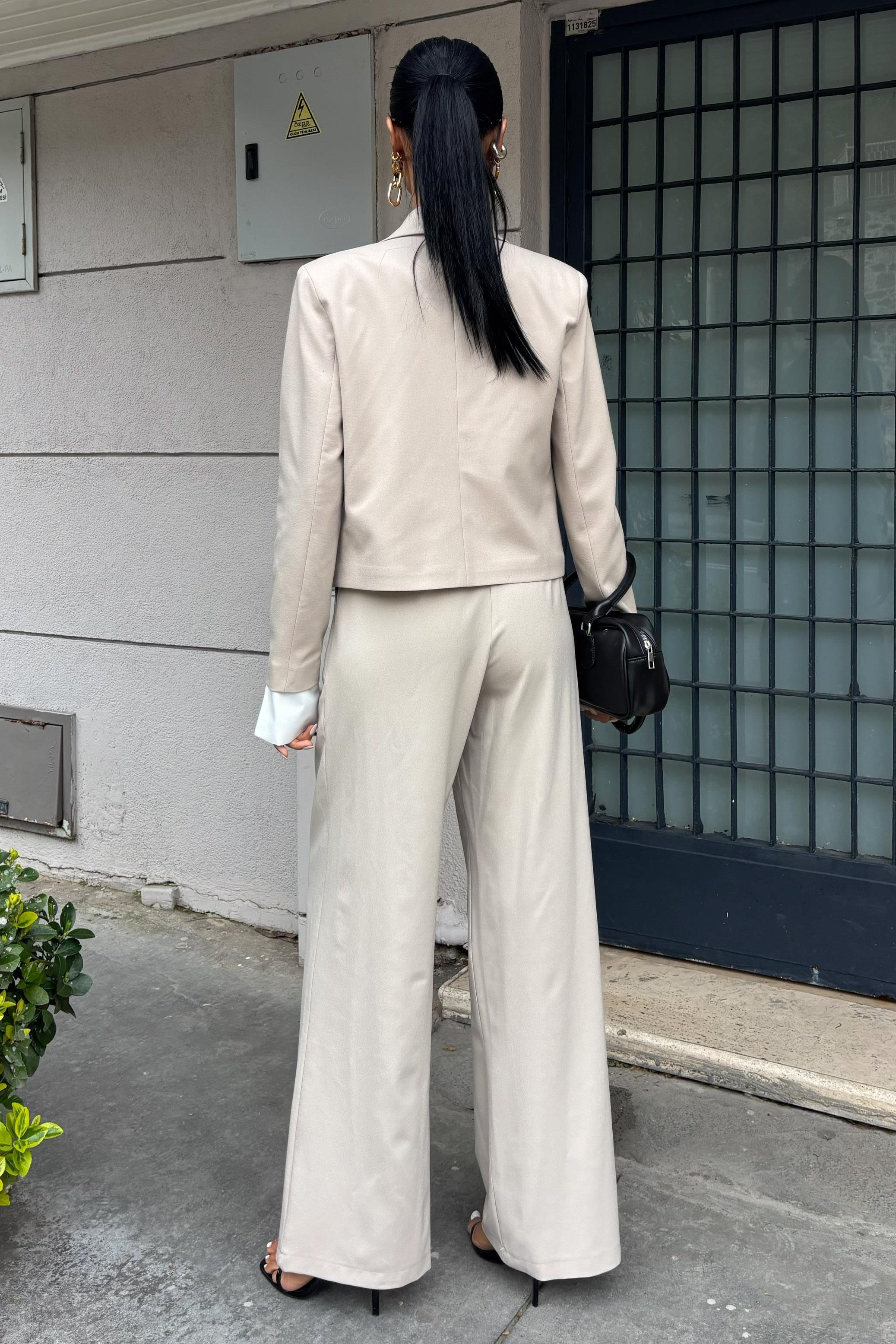 Manşetleri Garnili Kruvaze Ceketli Takım 10168 R6-D-K5