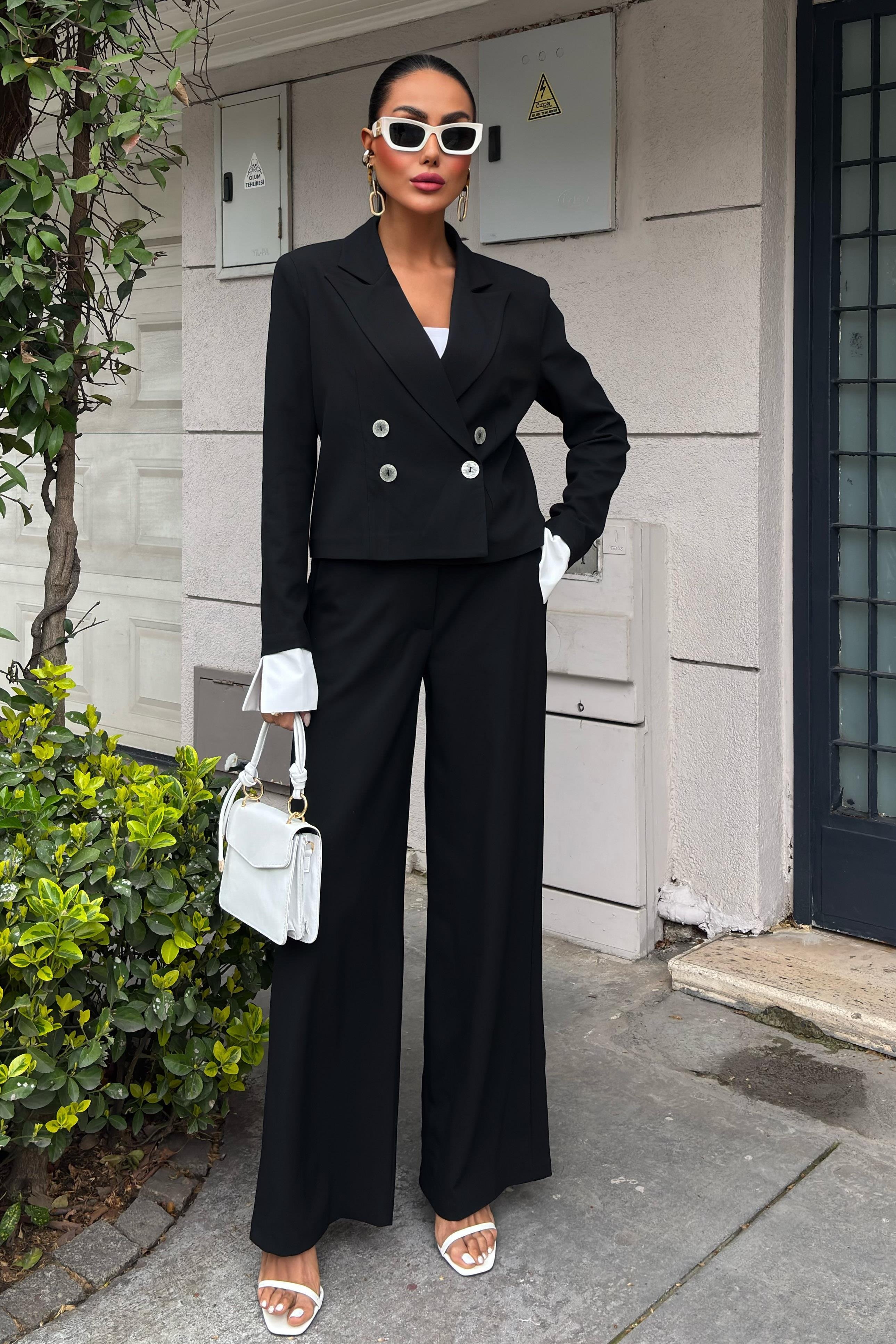 Manşetleri Garnili Kruvaze Ceketli Takım 10168 R6-D-K5