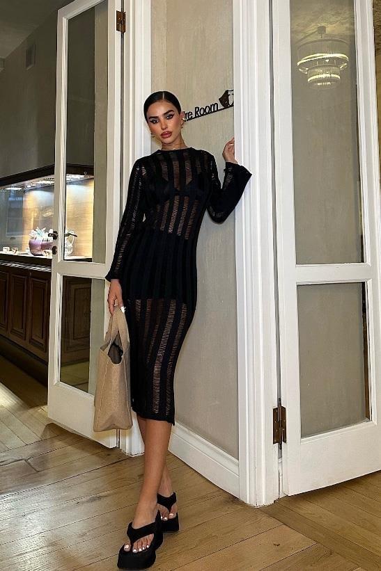 Marcella Kroşe Midi Elbise 2663-23 R1-F-K5