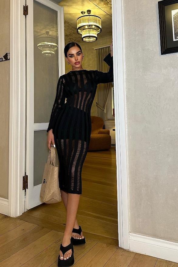 Marcella Kroşe Midi Elbise 2663-23 R1-F-K5