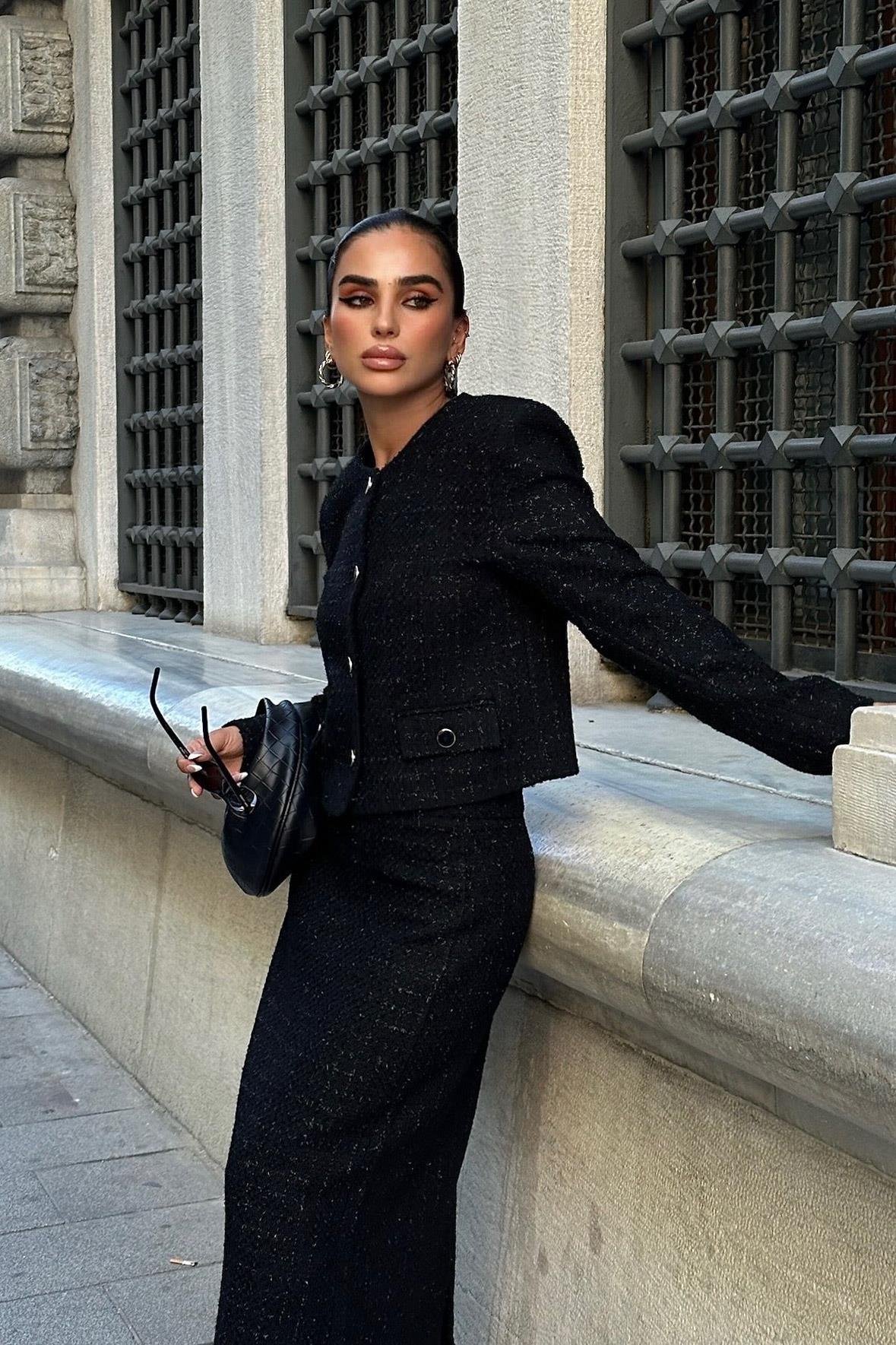 Marinela Işıltılı Midi Etek Takım 9936