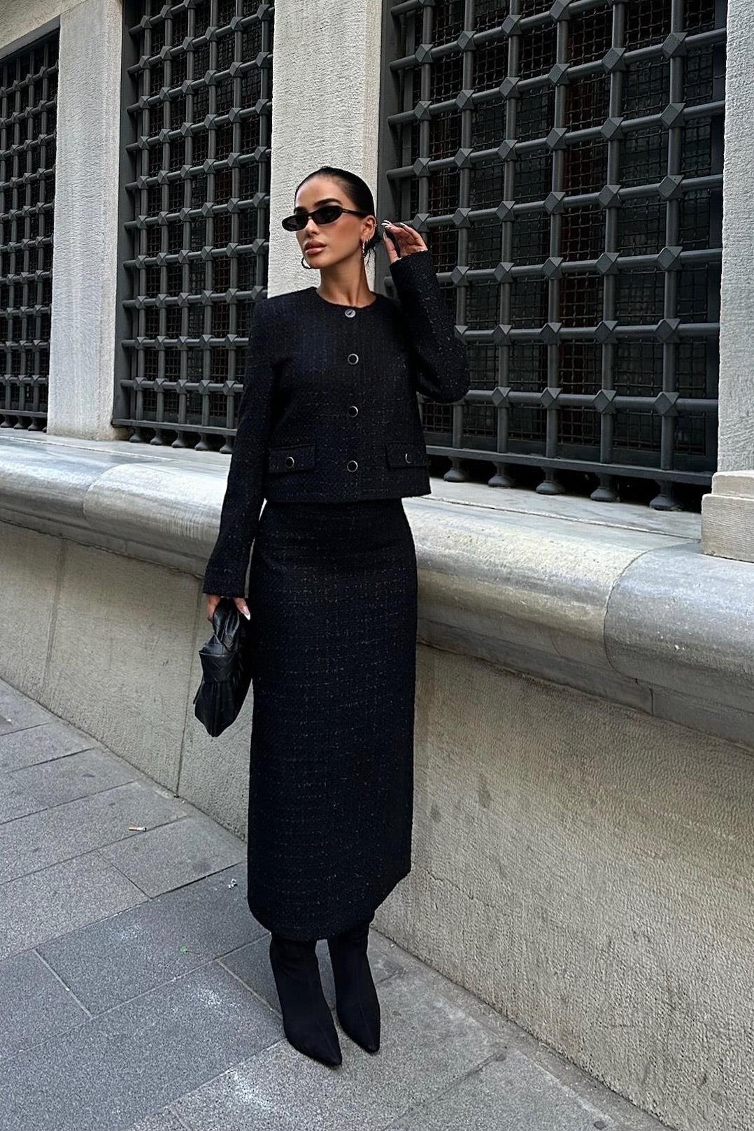 Marinela Işıltılı Midi Etek Takım 9936