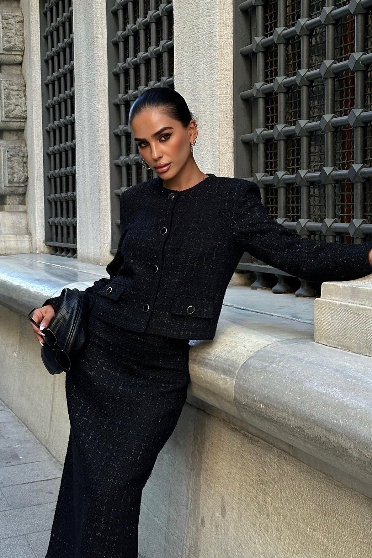 Marinela Işıltılı Midi Etek Takım 9936