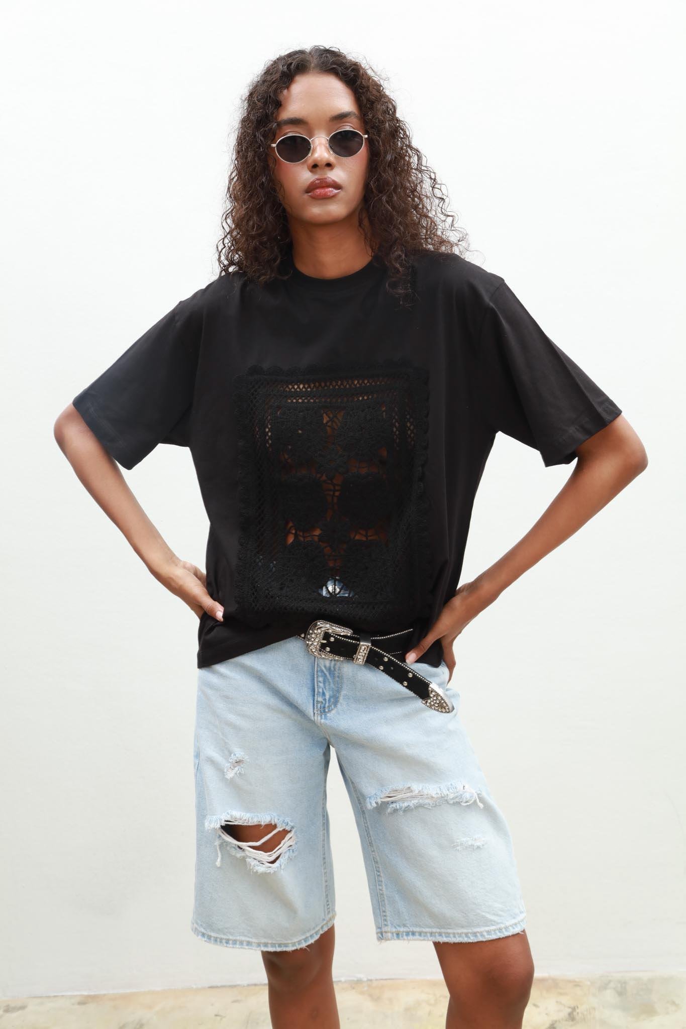 Melasti Motifli Brodeli Tişört 8019-8 R5-C-K2