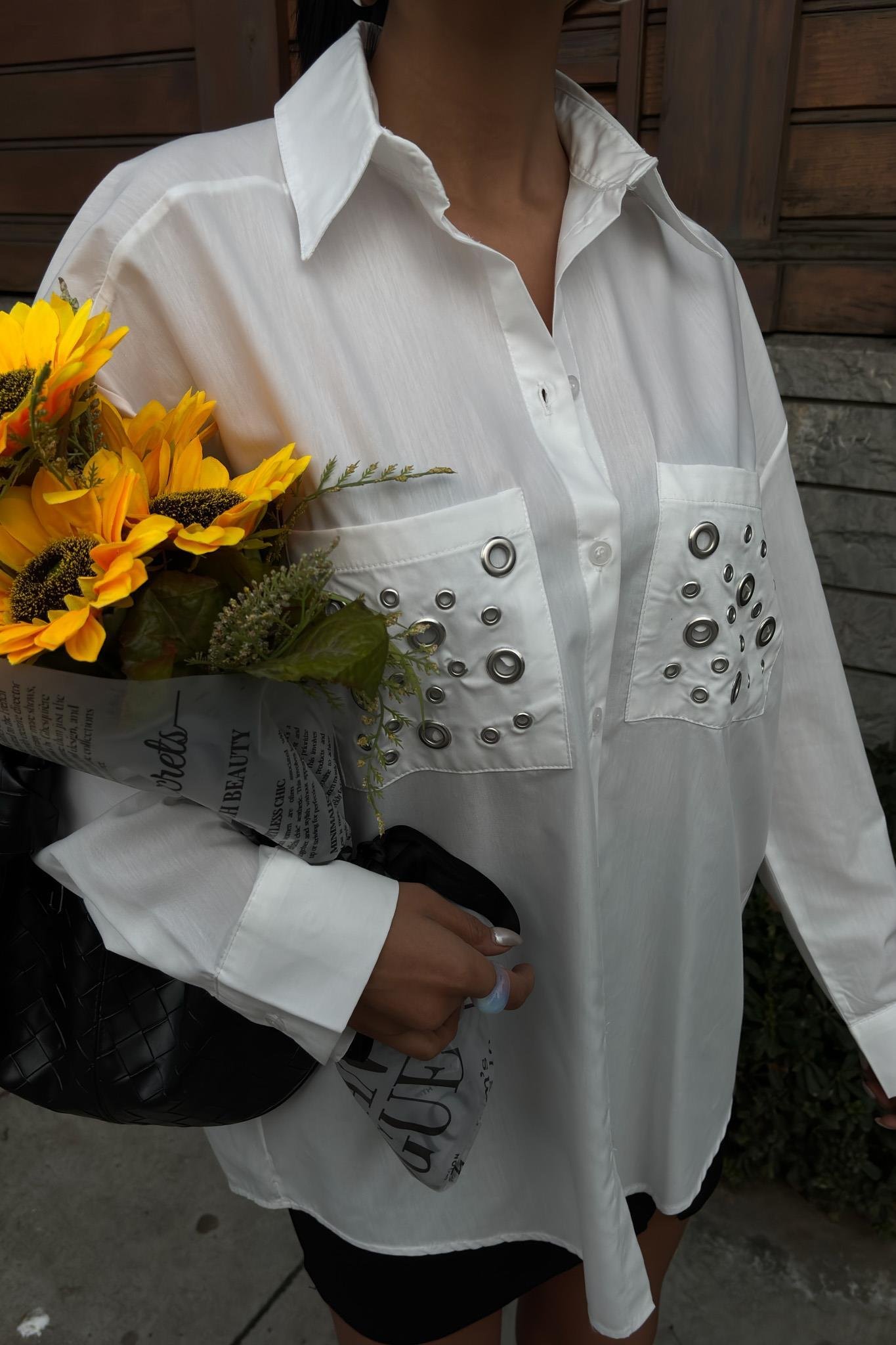 Metal Kuşgözü Detaylı Poplin Gömlek 3453 R7-E-K3